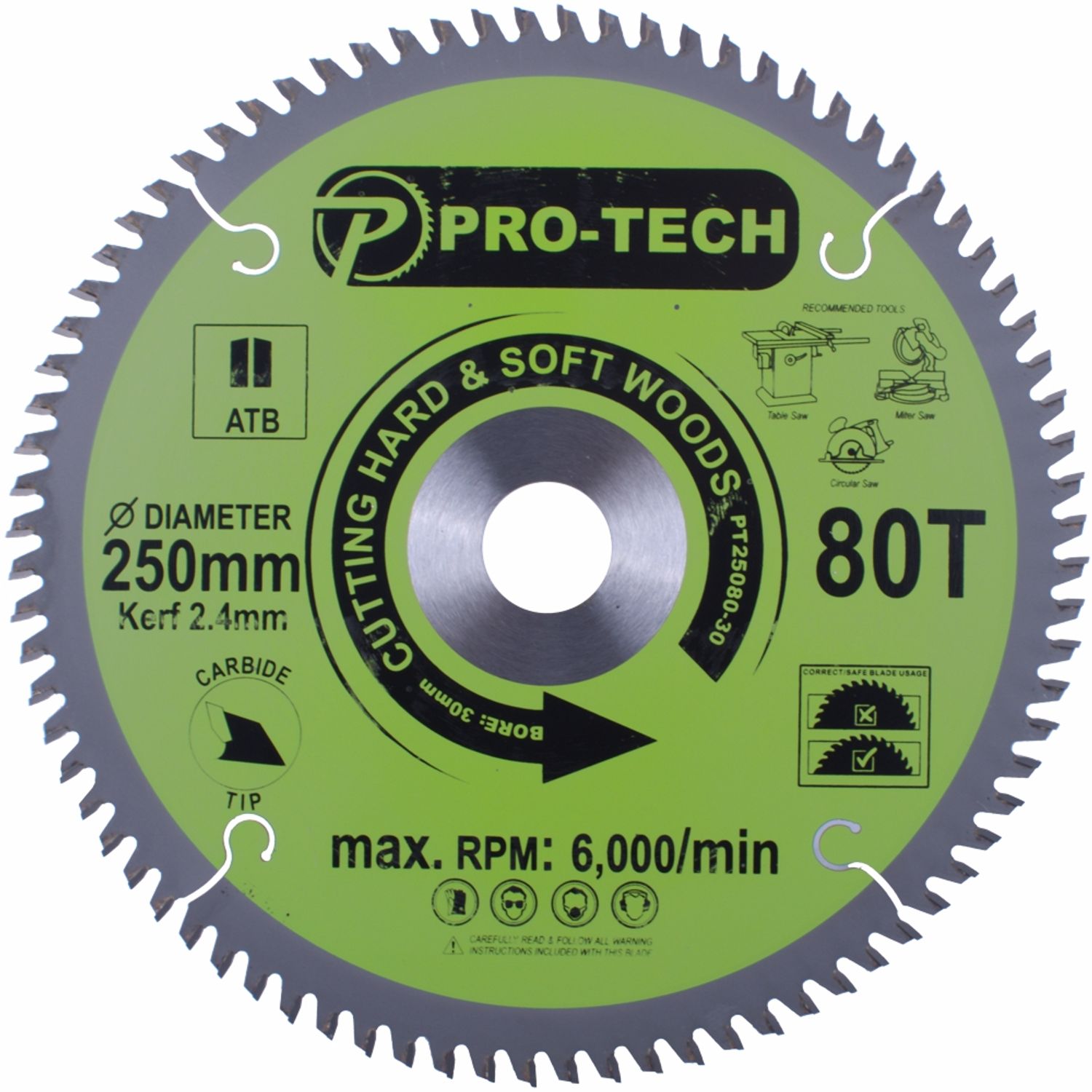 Saw Blade Tct 250 X 2.4 X 30 X 80t Wood Prof.
