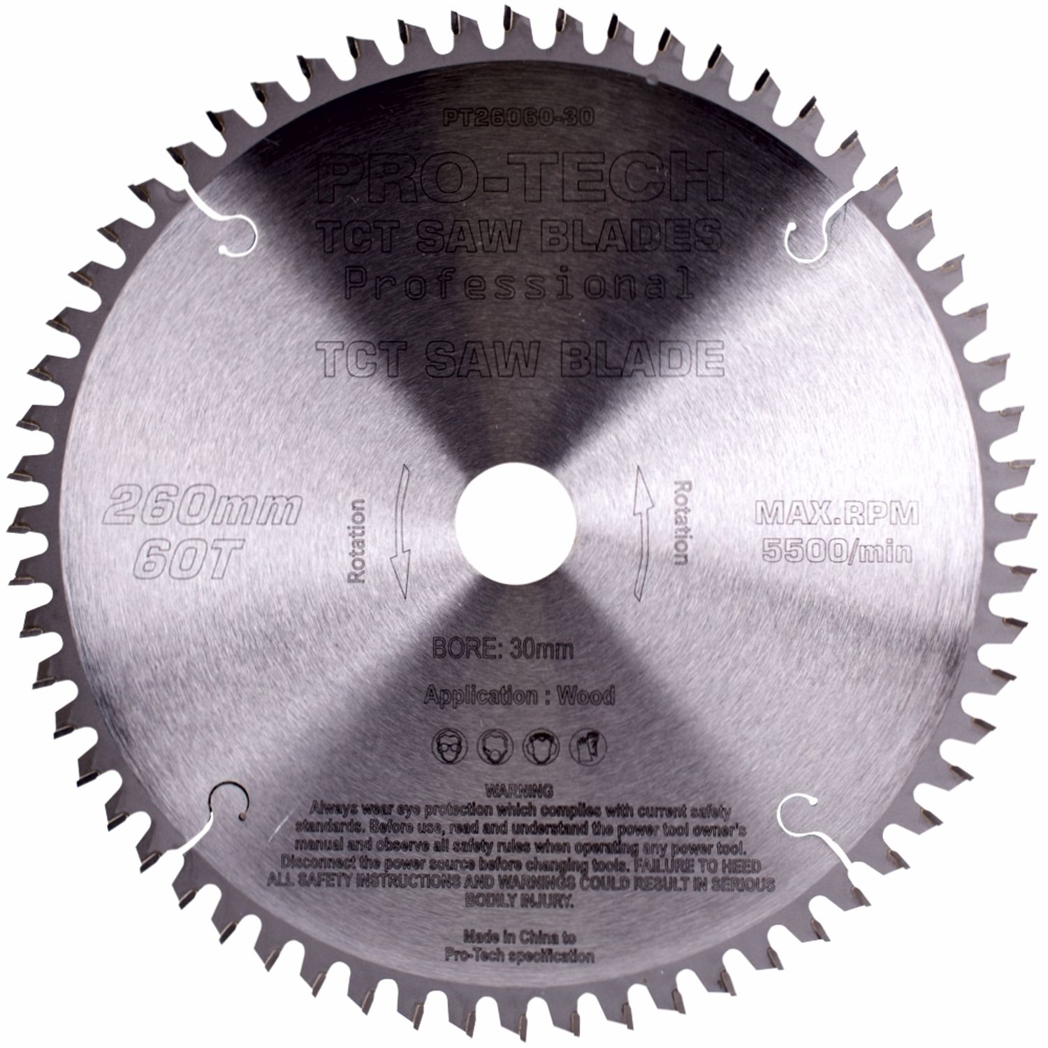Saw Blade Tct 260x2.5x30x60t Wood Prof. PRO-TECH Fes. Kapex
