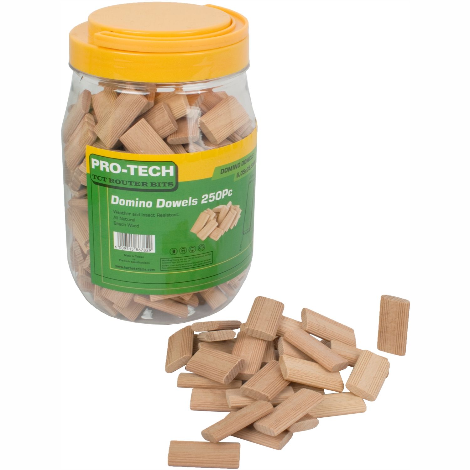 Domino Tenon 6x40mm 250pc Jar Beech Wood