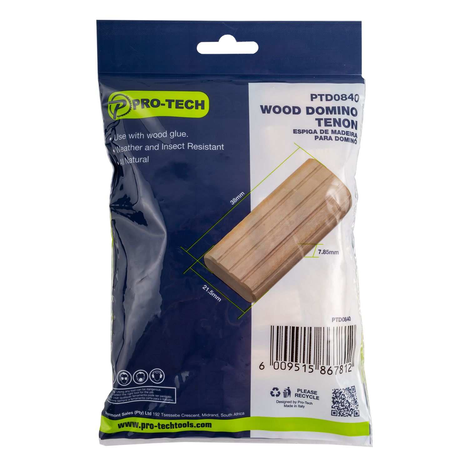 Domino Tenon 8x40mm 50pc Pack Beech Wood