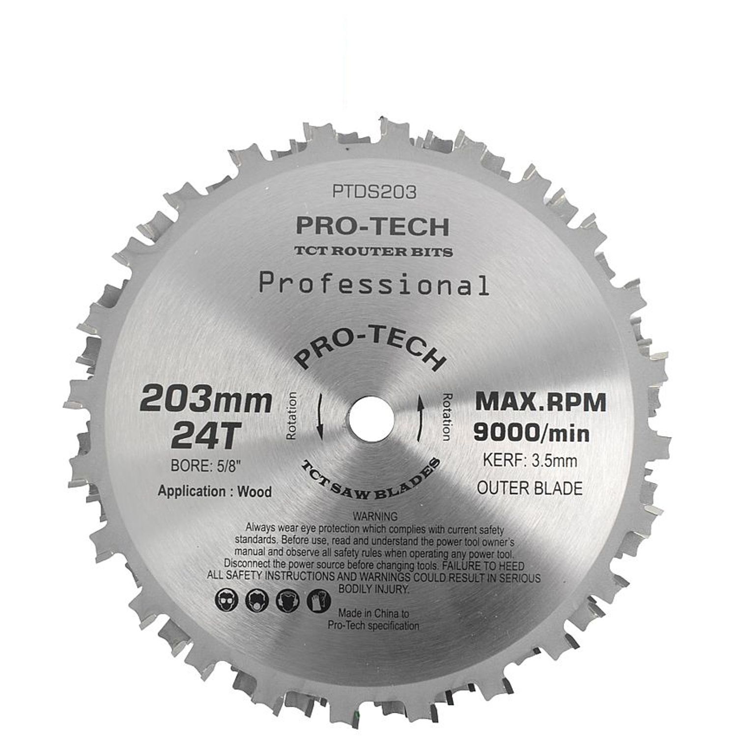 Dado Set 203mm X 15.88 X 24t 4 X 1/8' 3/32'1/16' Chip 27.5mm