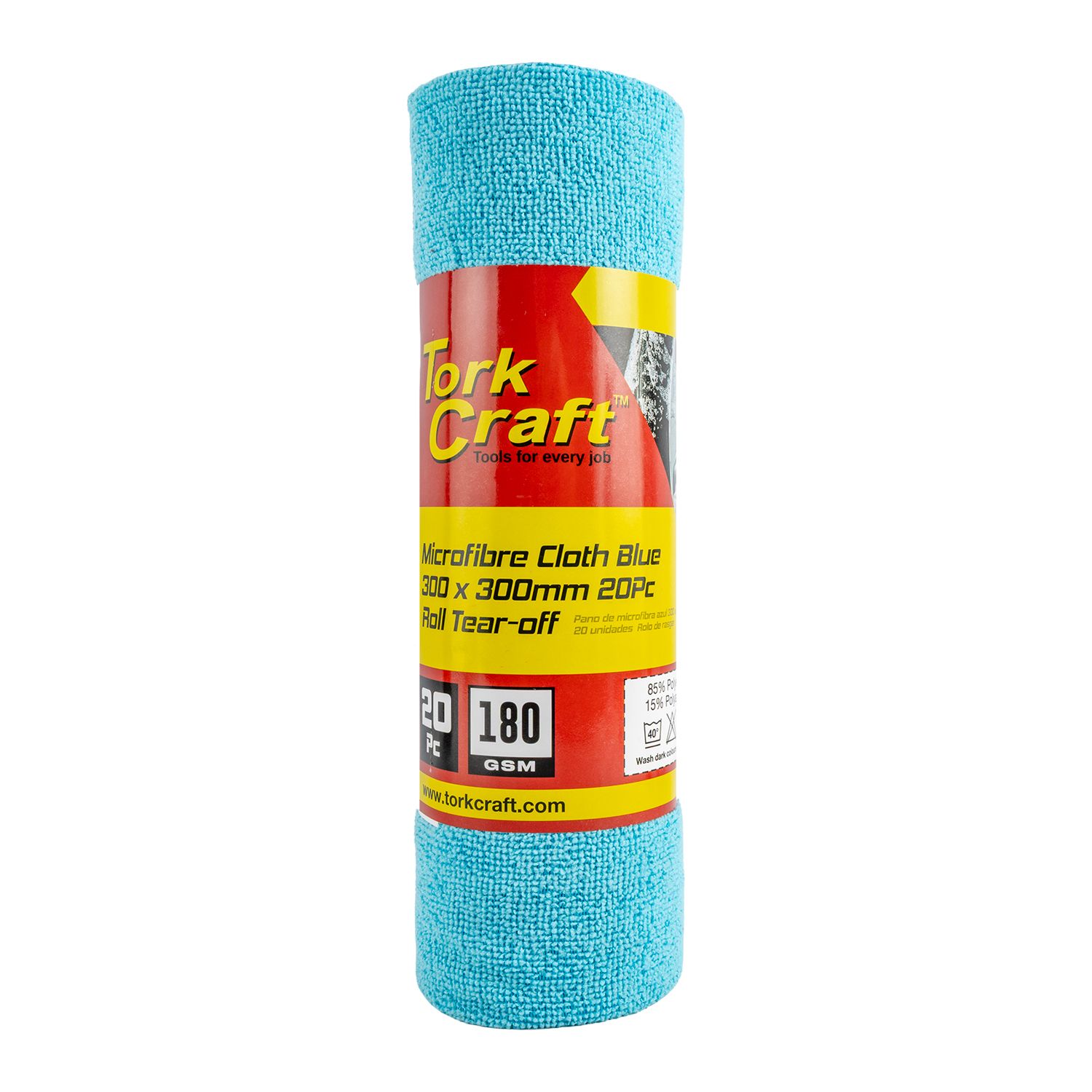 Microfibre Cloth Grey 300mm X 300mm 20pc Roll Tear-off 180gsm