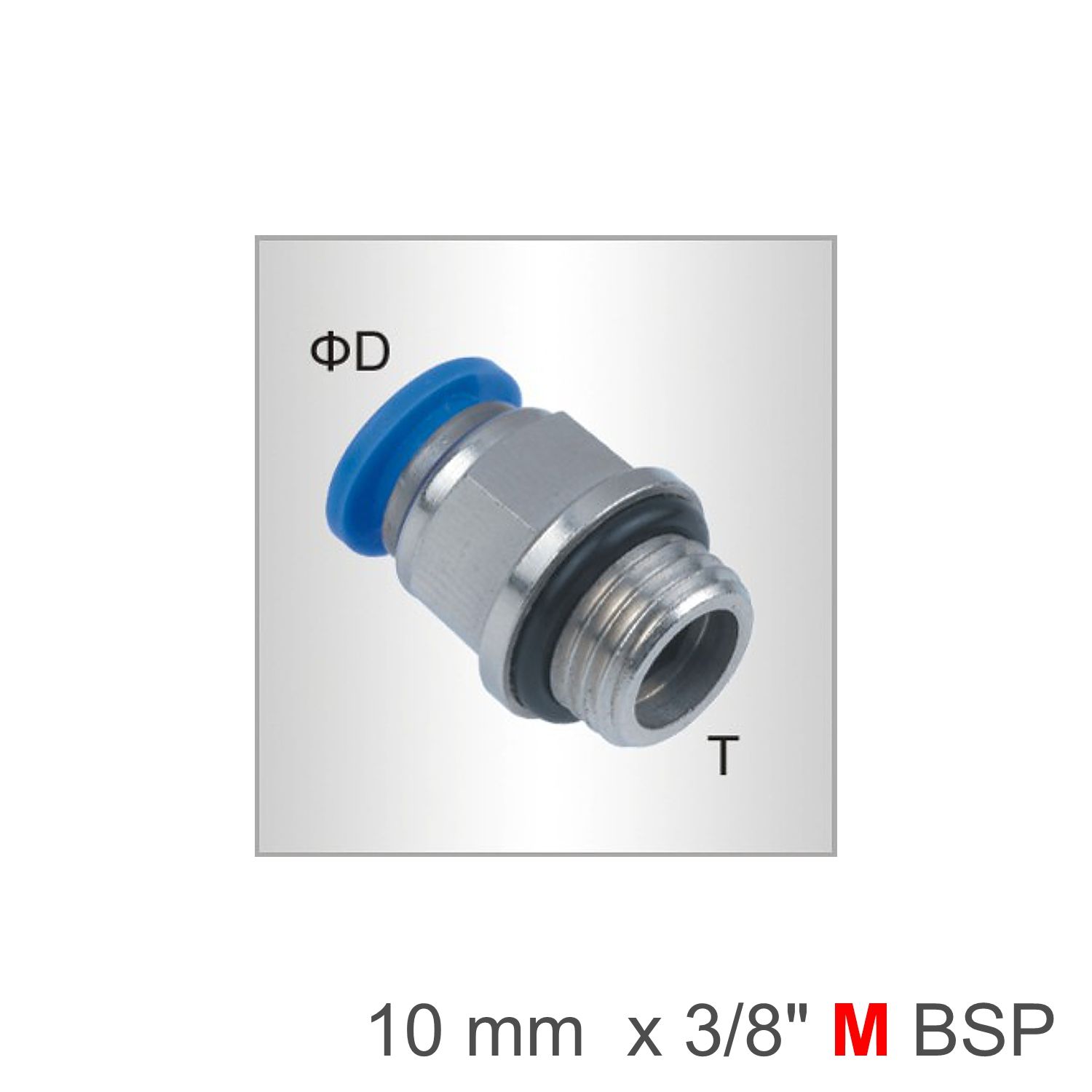 Pu Fitting Str. Stud W/o-ring 10mm-3/8 M