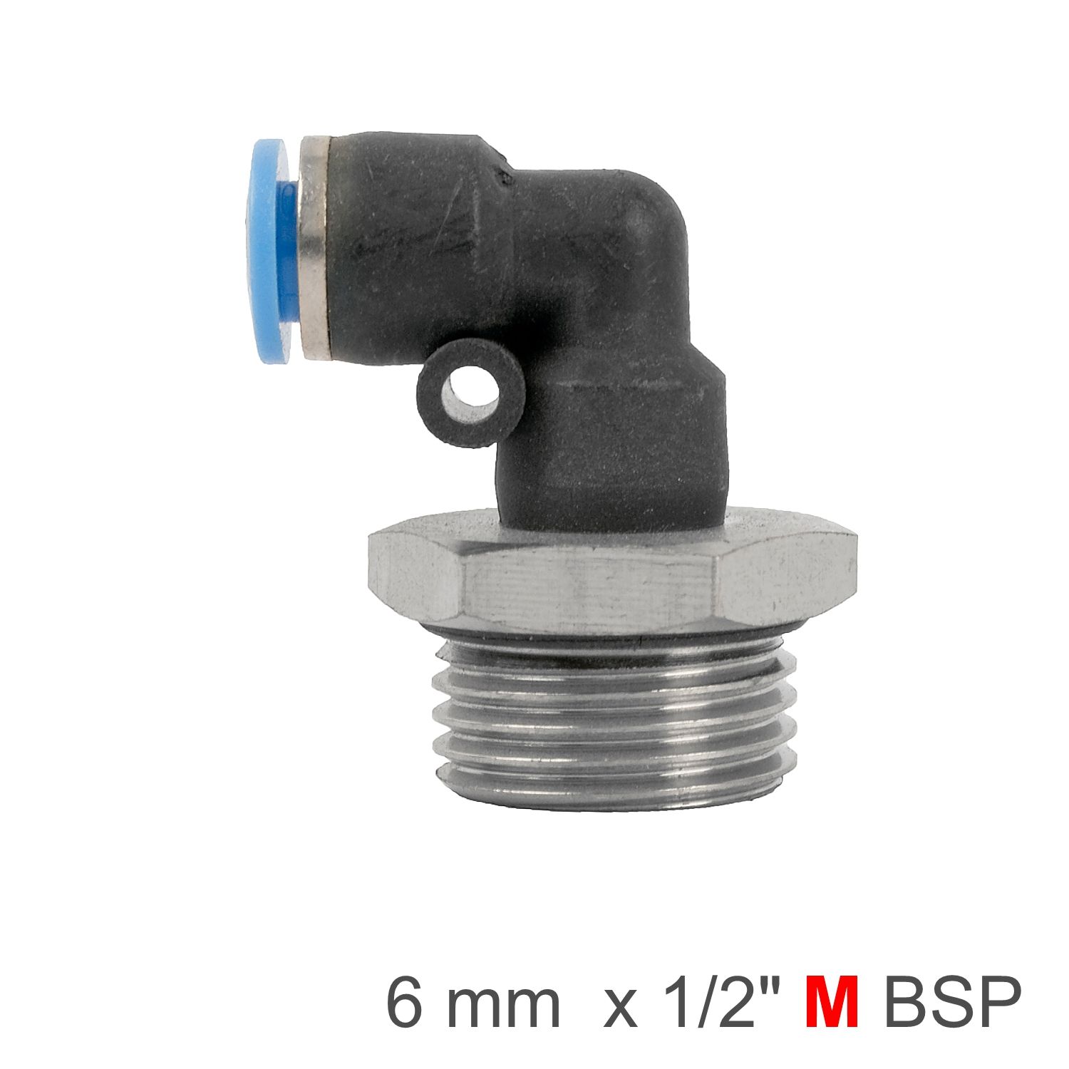 Elbow W/o-ring 6mm-1/2 M Pu Hose Fitting