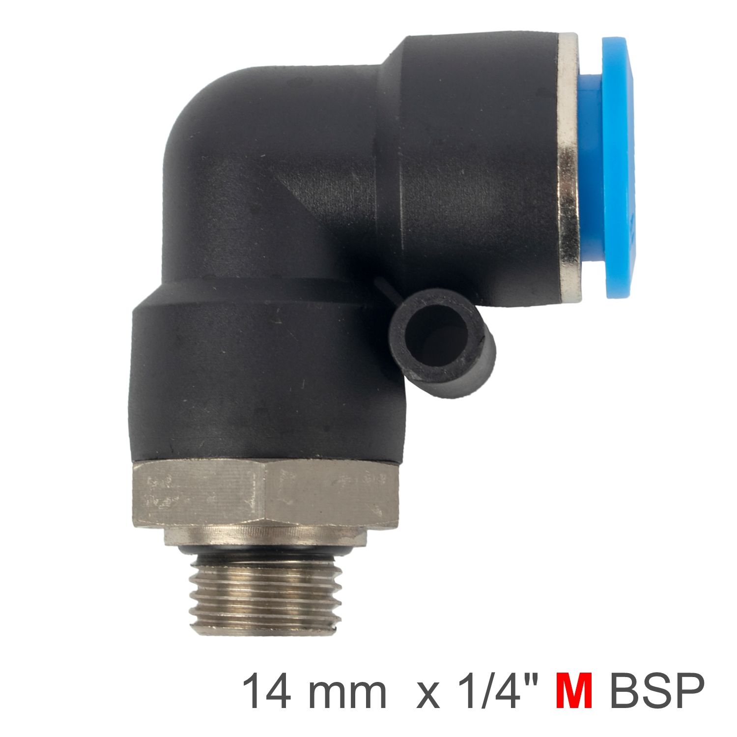 Elbow W/o-ring 14mm-1/4' M Pu Hose Fitting