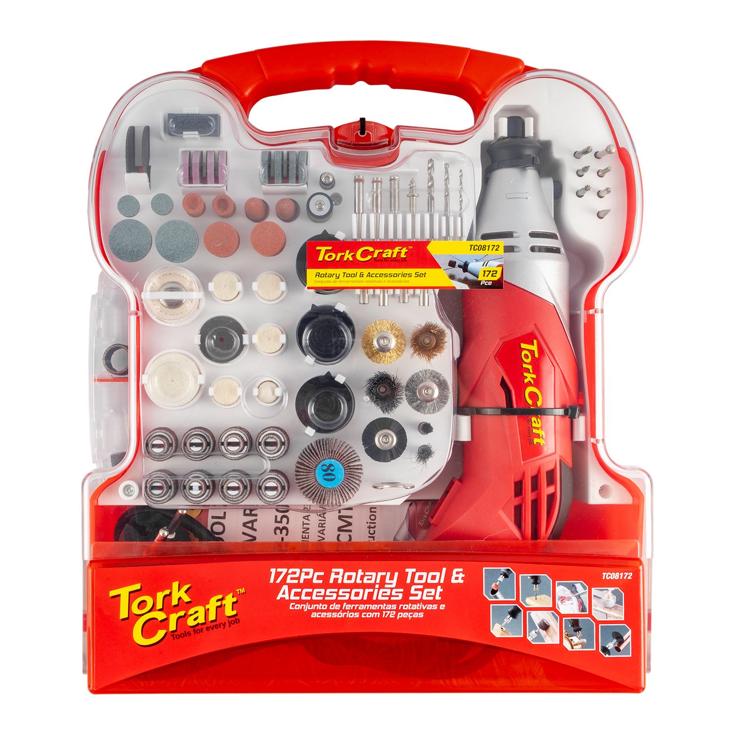 TORK CRAFT Mini Rotary Tool 170W and Accessory Kit 172 Piece In Plastic Case