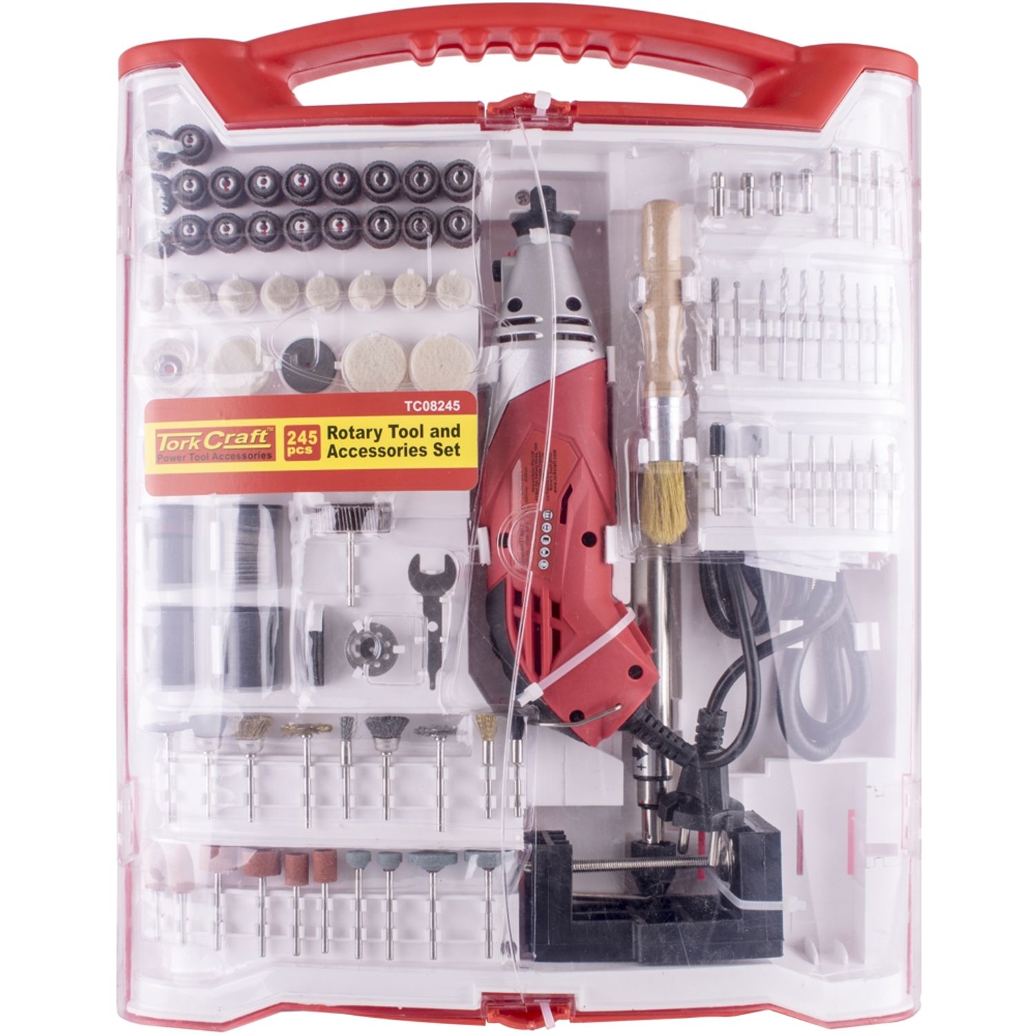 TORK CRAFT Mini Rotary Tool 170W and Accessory Set 245 Piece with Stand and Flex Shaft