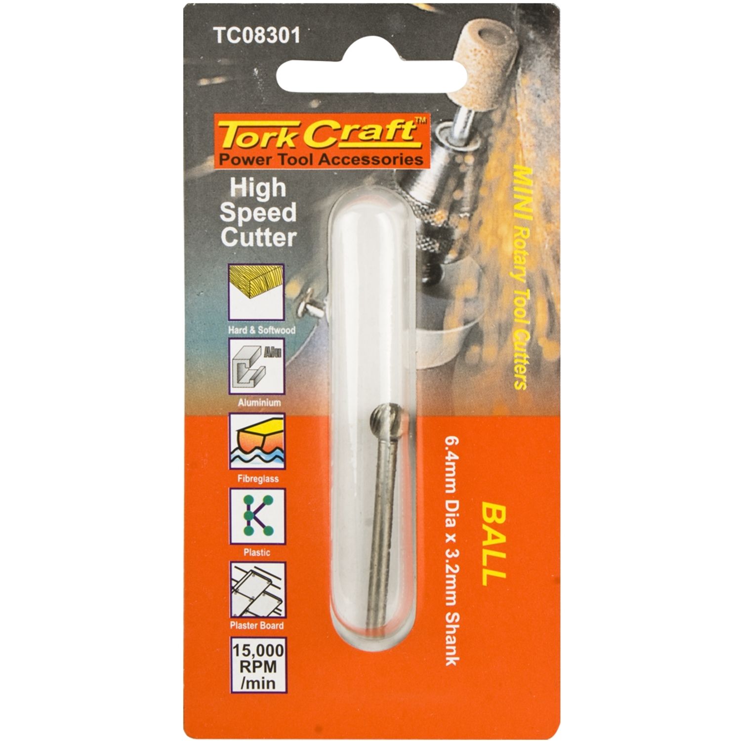 TORK CRAFT Mini High Speed Cutter 6.4mm Ball 3.2mm Shank