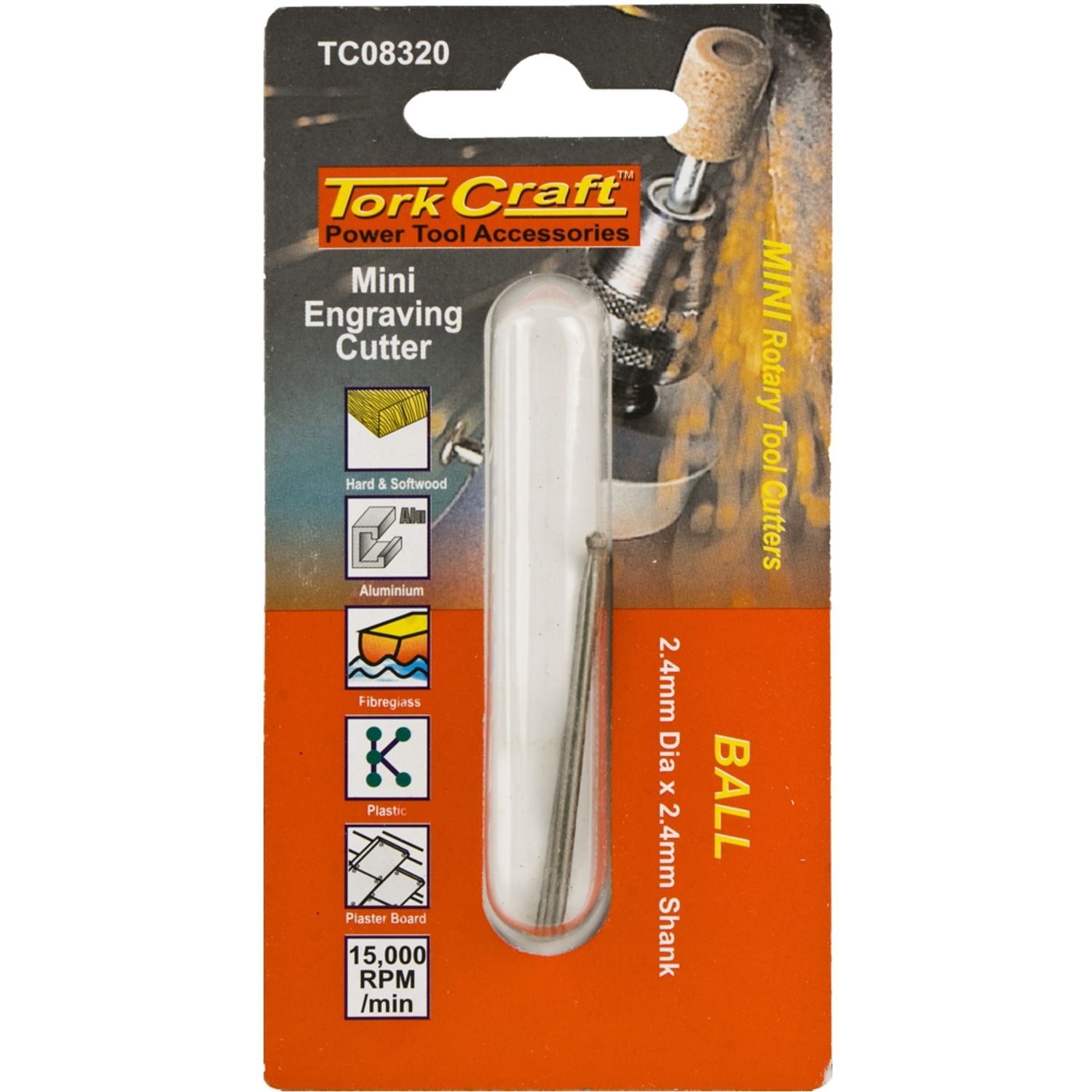 TORK CRAFT Mini Engraving Cutter 2.4mm Ball 2.4mm Shank