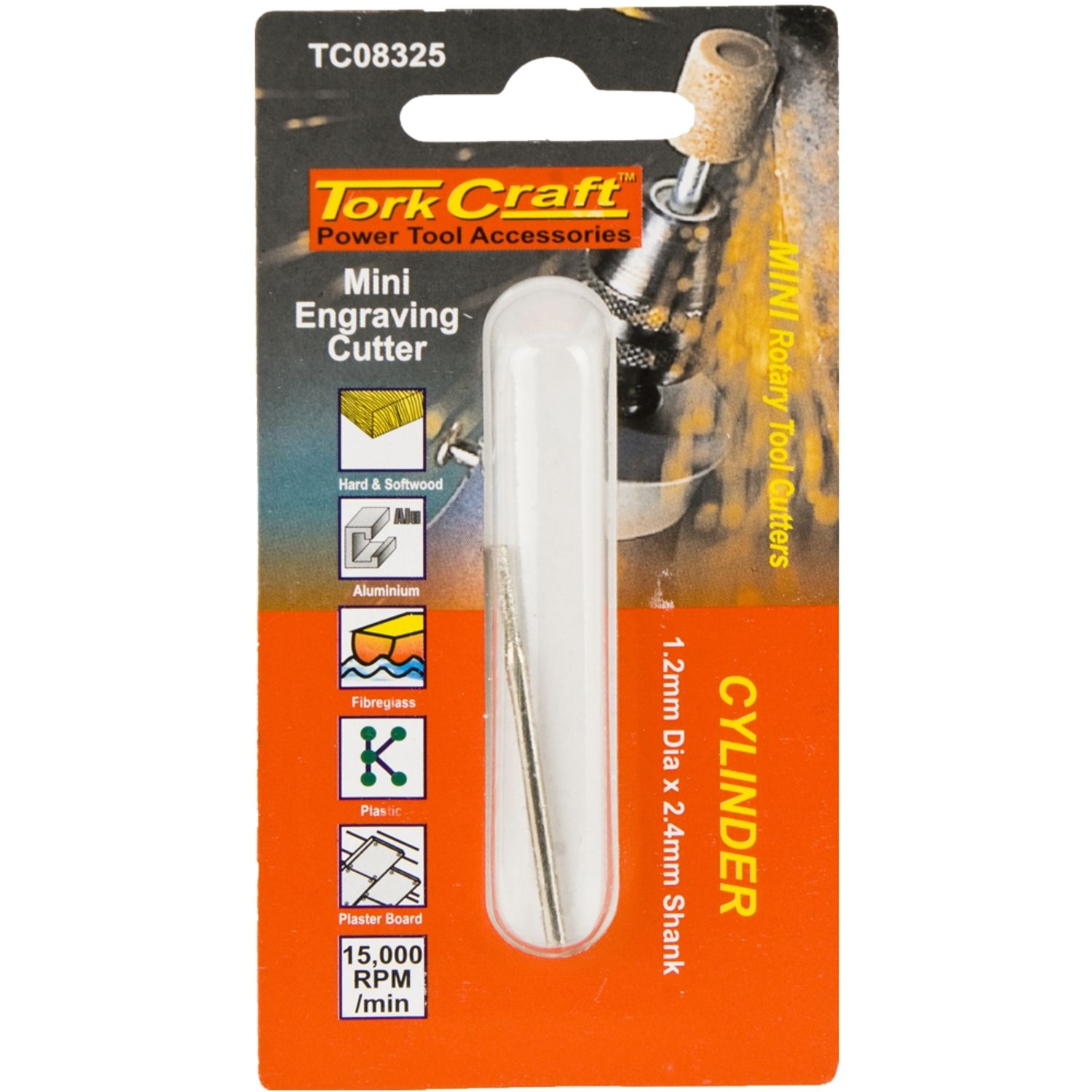 TORK CRAFT Mini Diamond Engraving Cutter 1.2mm Cylinder 2.4mm Shank