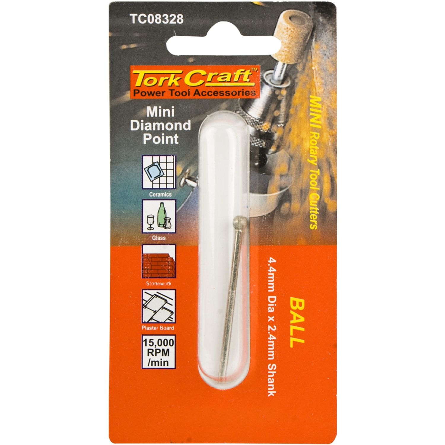 TORK CRAFT Mini Diamond Point 4mm Ball 2.4mm Shank