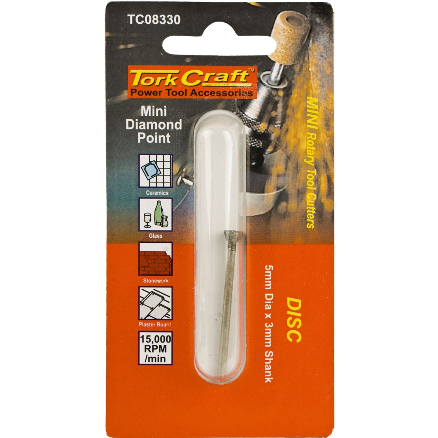 TORK CRAFT Mini Diamond Point 6.7mm Disc 2.4mm Shank
