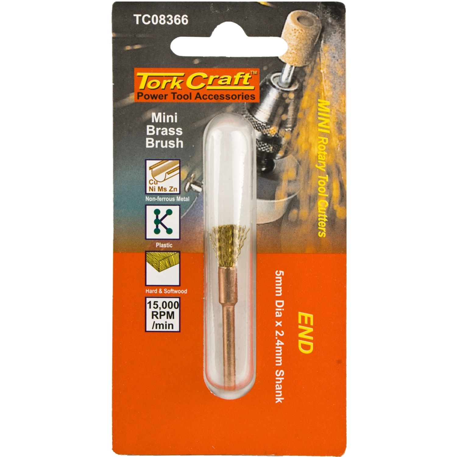 TORK CRAFT Mini Brass Brush End 3.2mm 2.4mm Shank