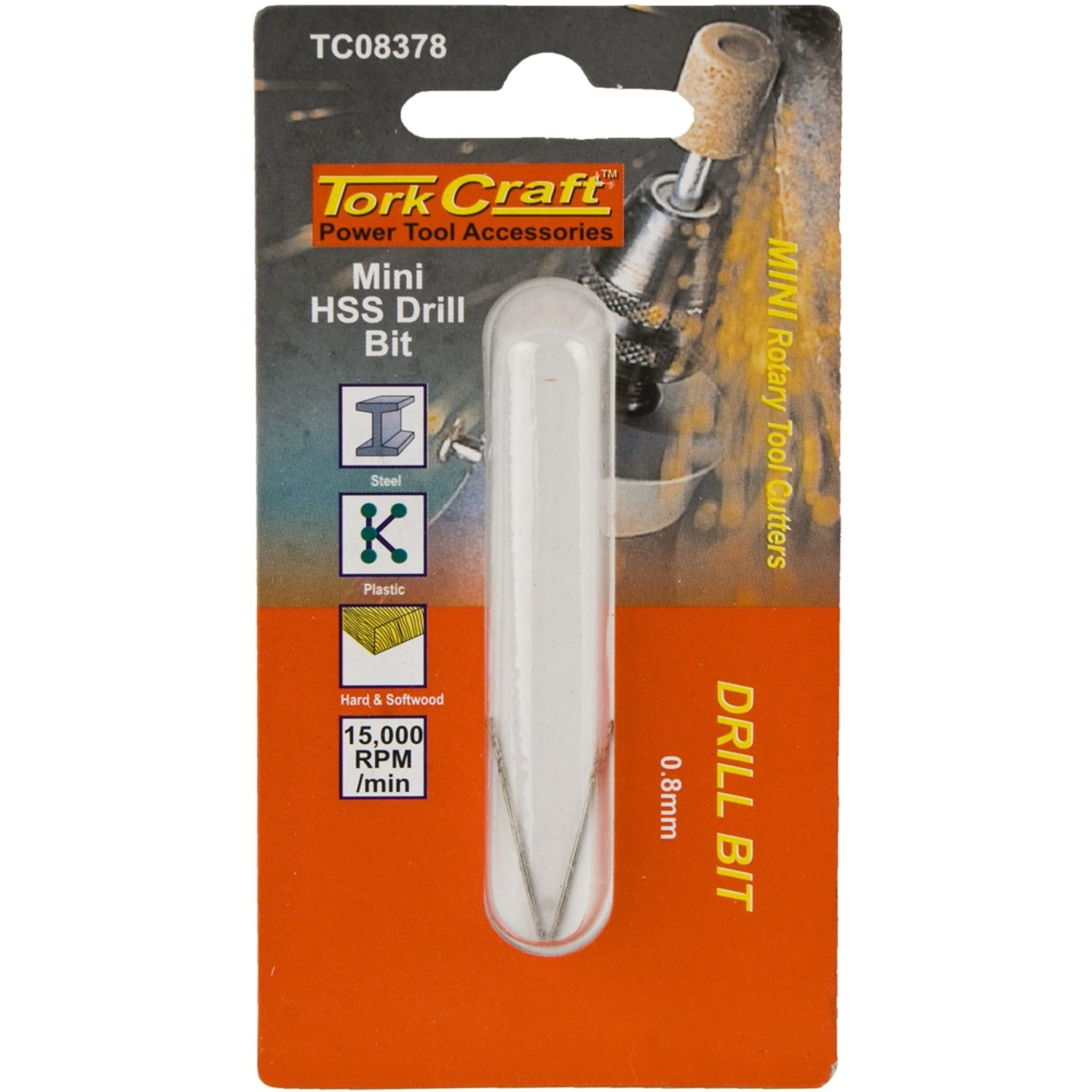 TORK CRAFT Mini HSS Drill Bit 0.8mm 2pc