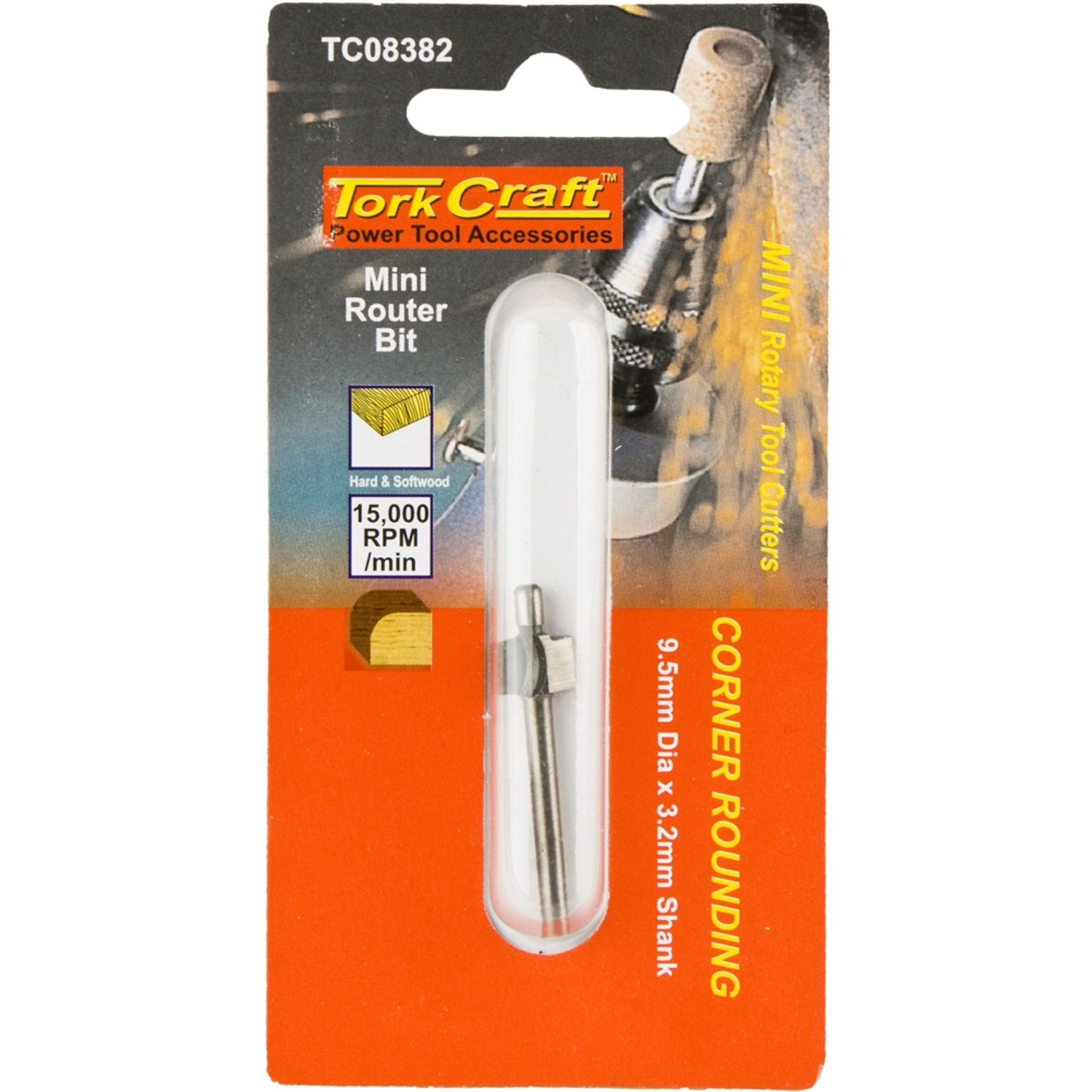 TORK CRAFT Mini Router Bit 9.5mm Corner Rounding 3.2mm Shank