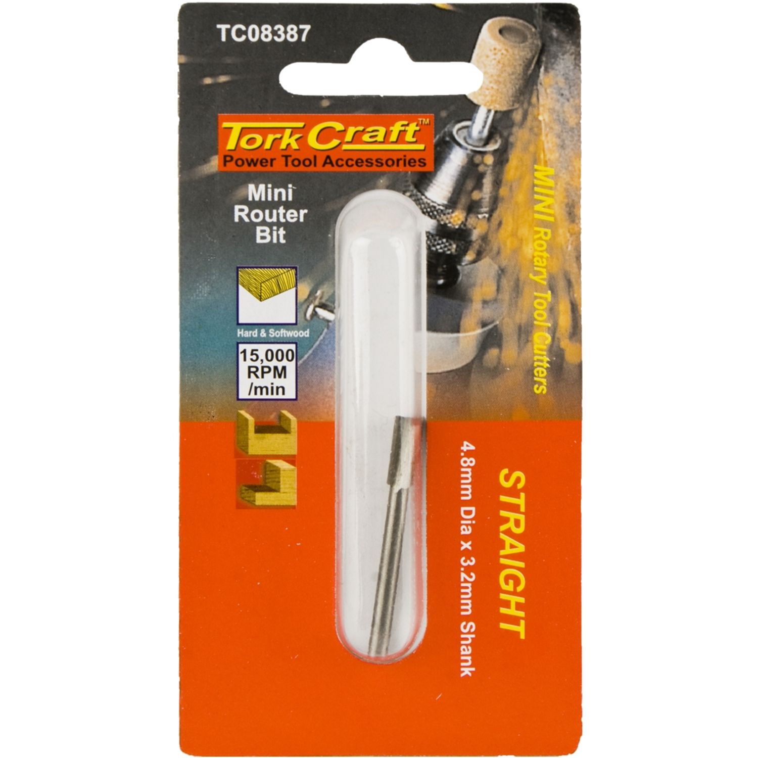 TORK CRAFT Mini Router Bit 4.8mm Straight 3.2mm Shank