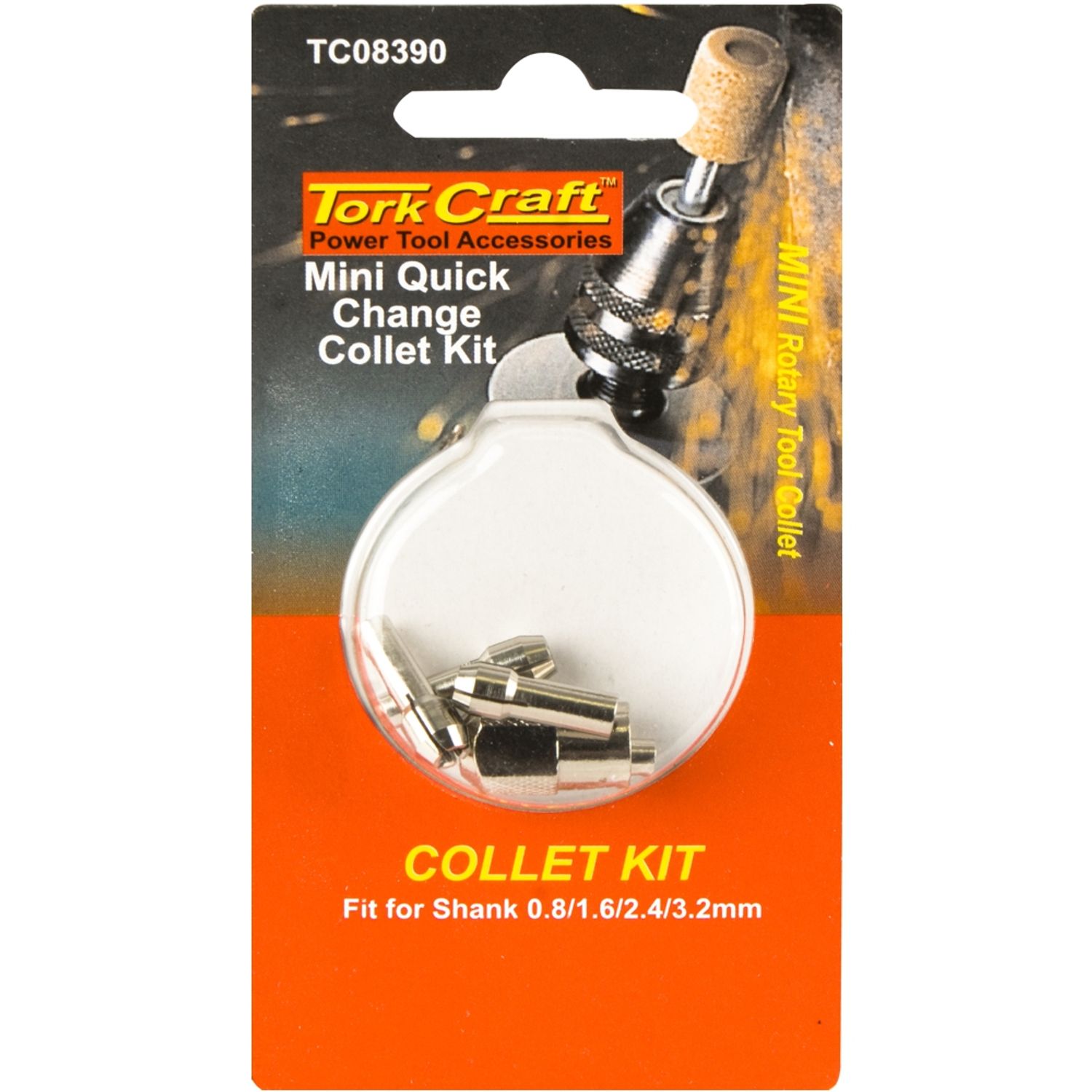 TORK CRAFT Mini Quick-Change Collet Kit 0.8/1.6/2.4/3.2mm