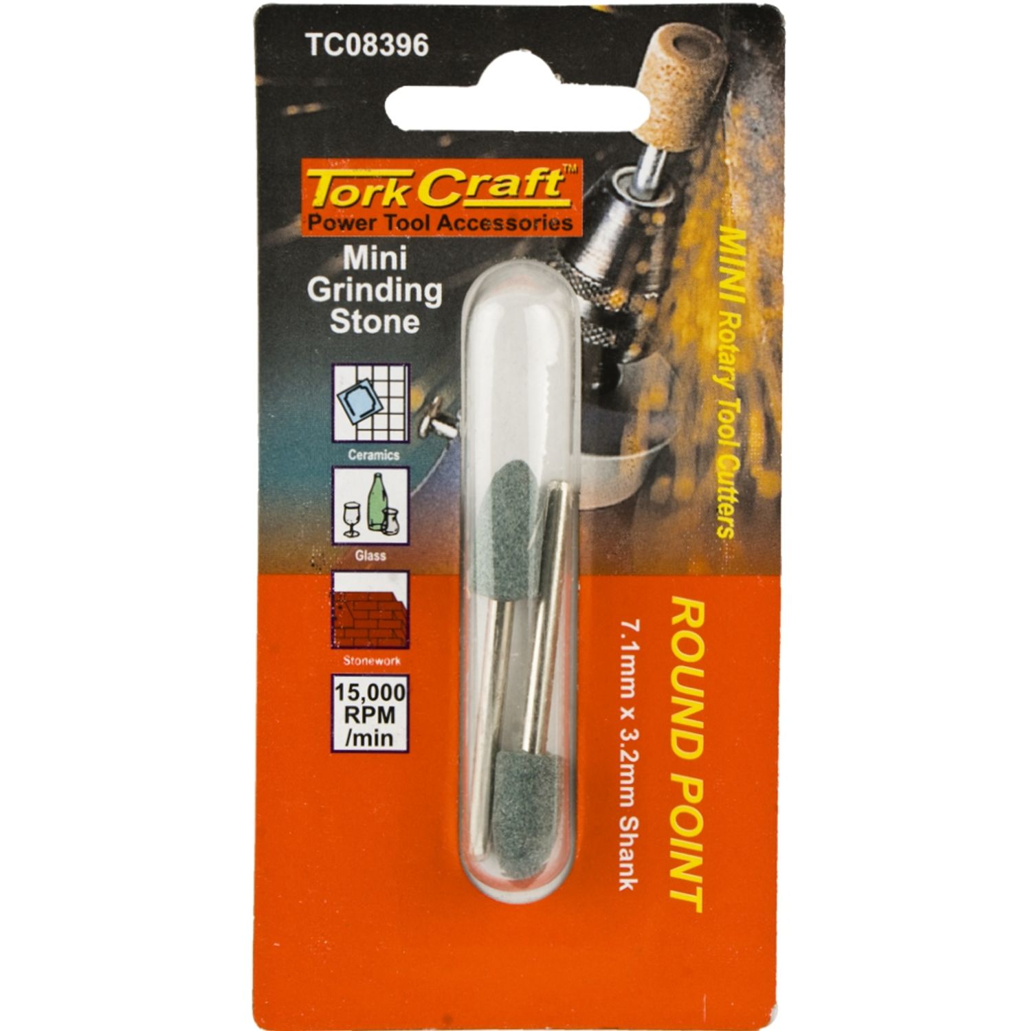 TORK CRAFT Mini Grinding Stone 7.1mm Round Point 3.2mm Shank
