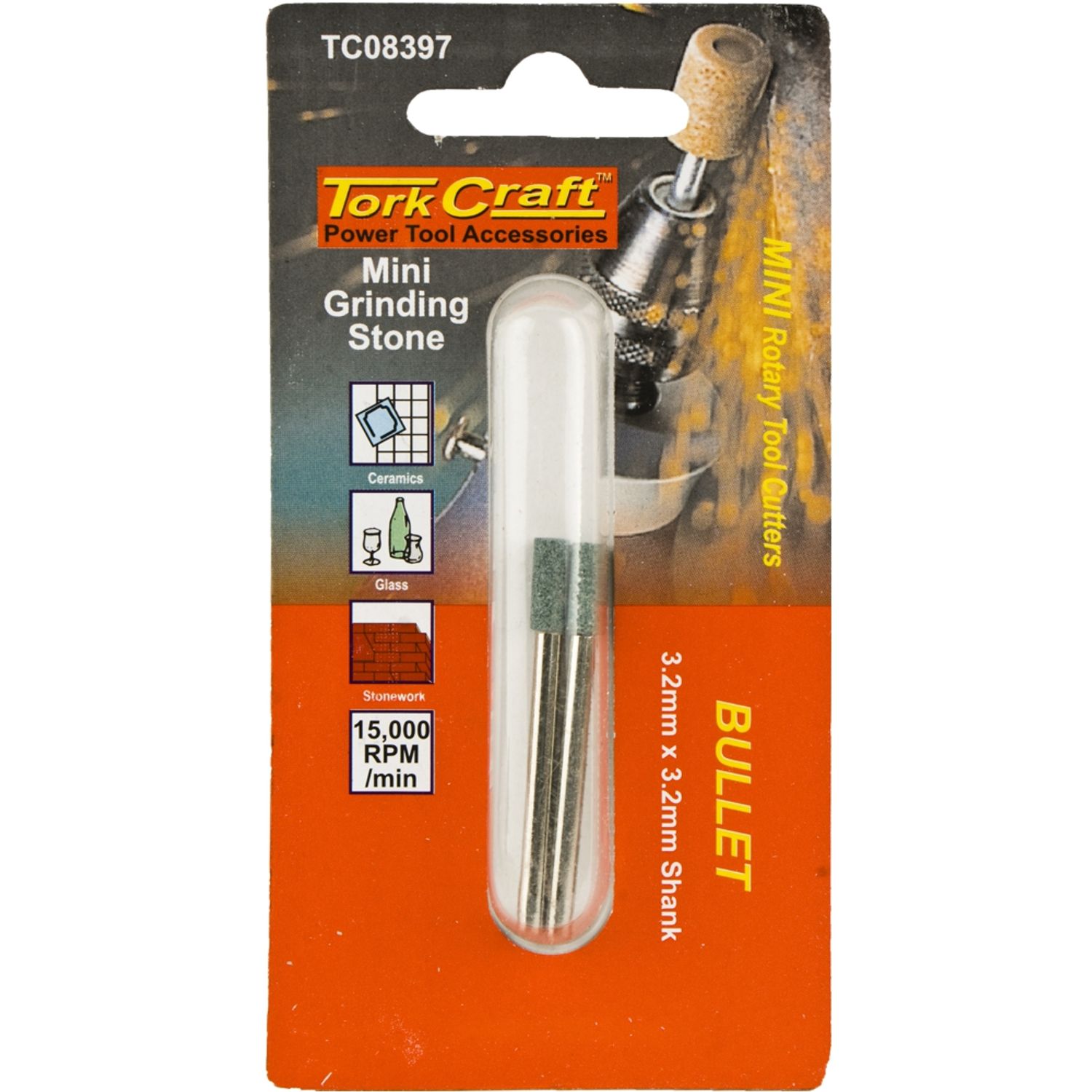 TORK CRAFT Mini Grinding Stone 3.2mm Bullet 3.2mm Shank
