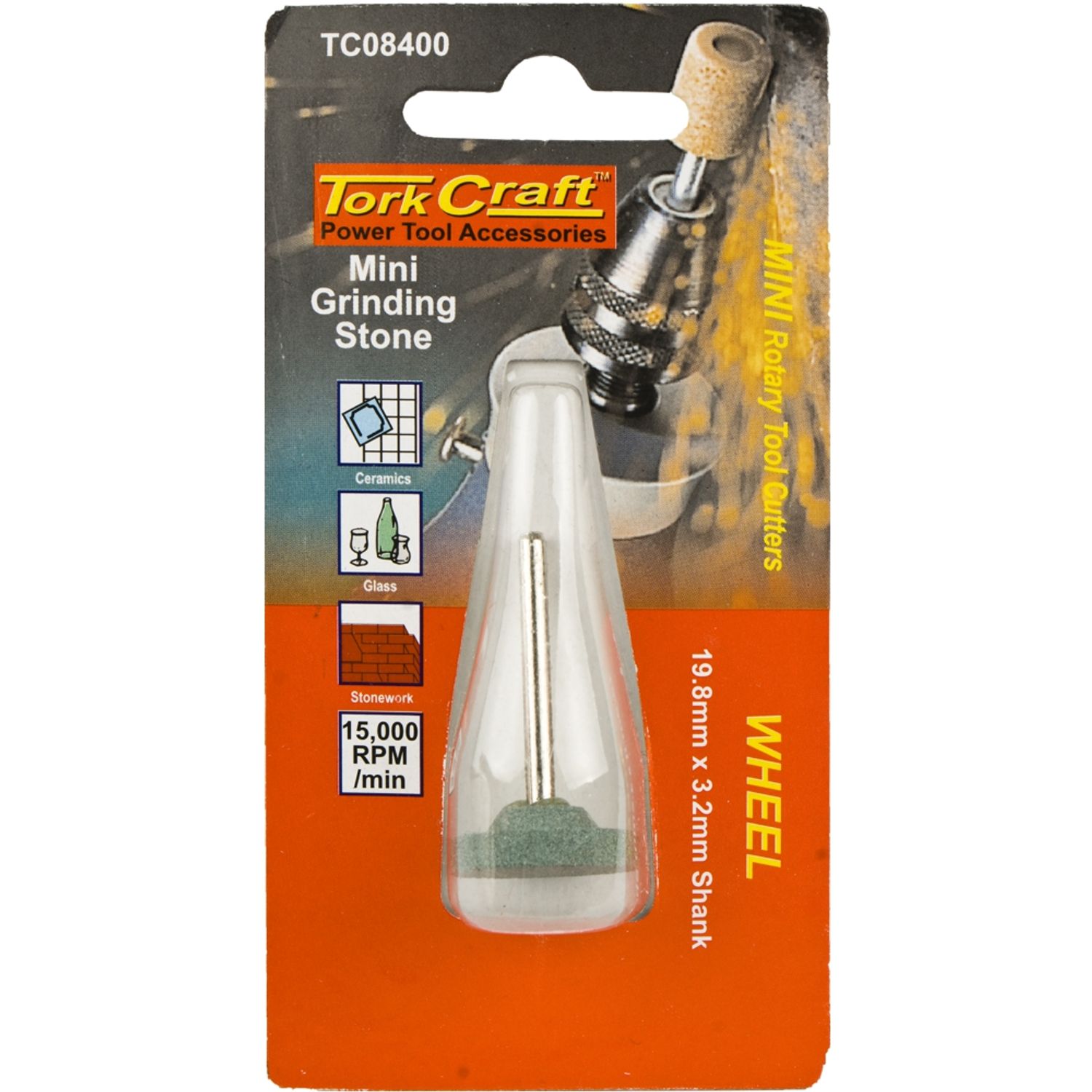 TORK CRAFT Mini Grinding Stone 19.8mm Wheel 3.2mm Shank