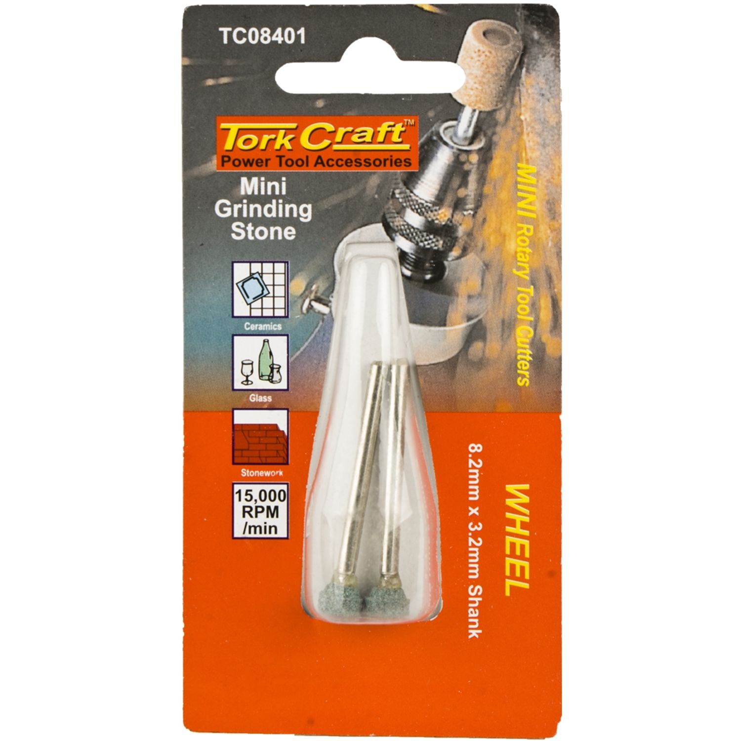 TORK CRAFT Mini Grinding Stone 10.3mm Wheel 3.2mm Shank