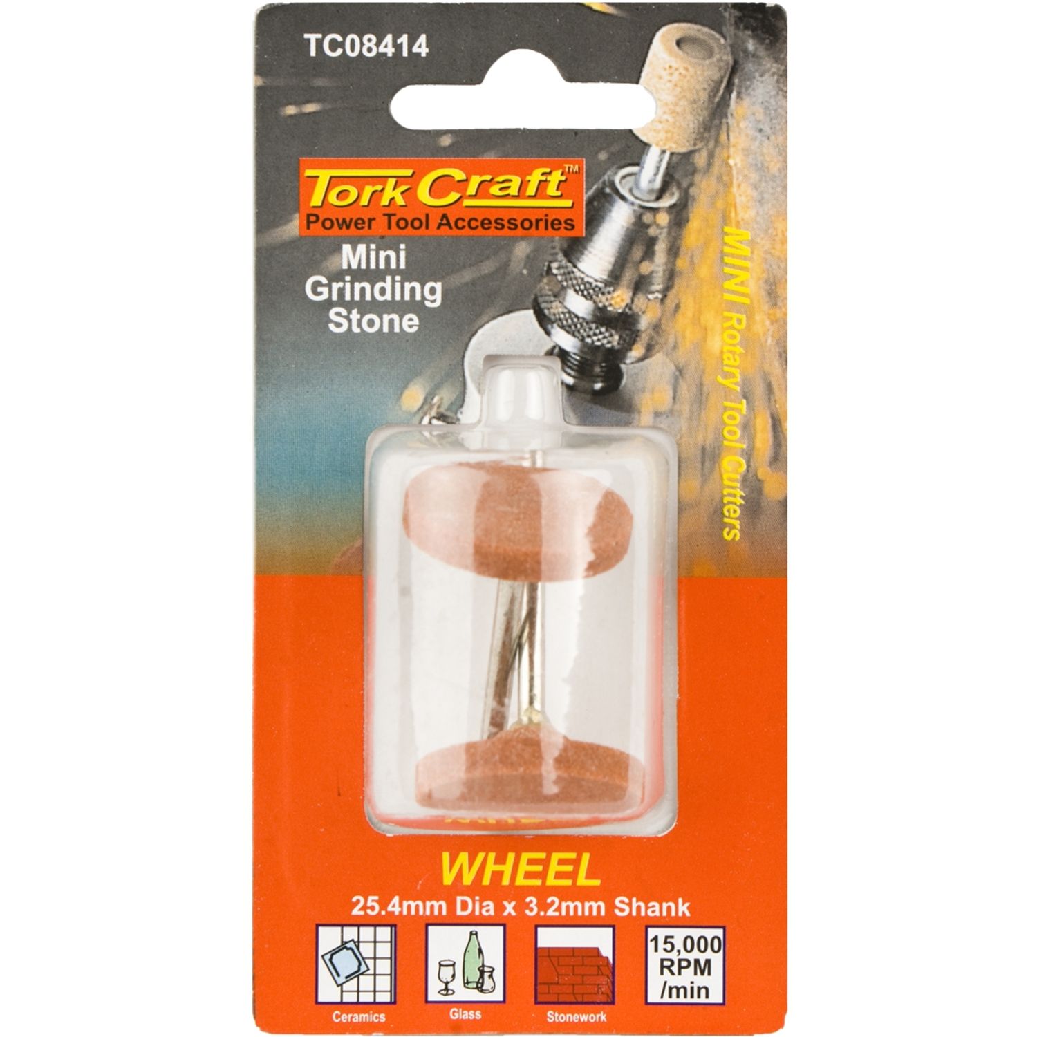 TORK CRAFT Mini Grinding Stone 25.4mm Wheel 3.2mm Shank 2 Piece