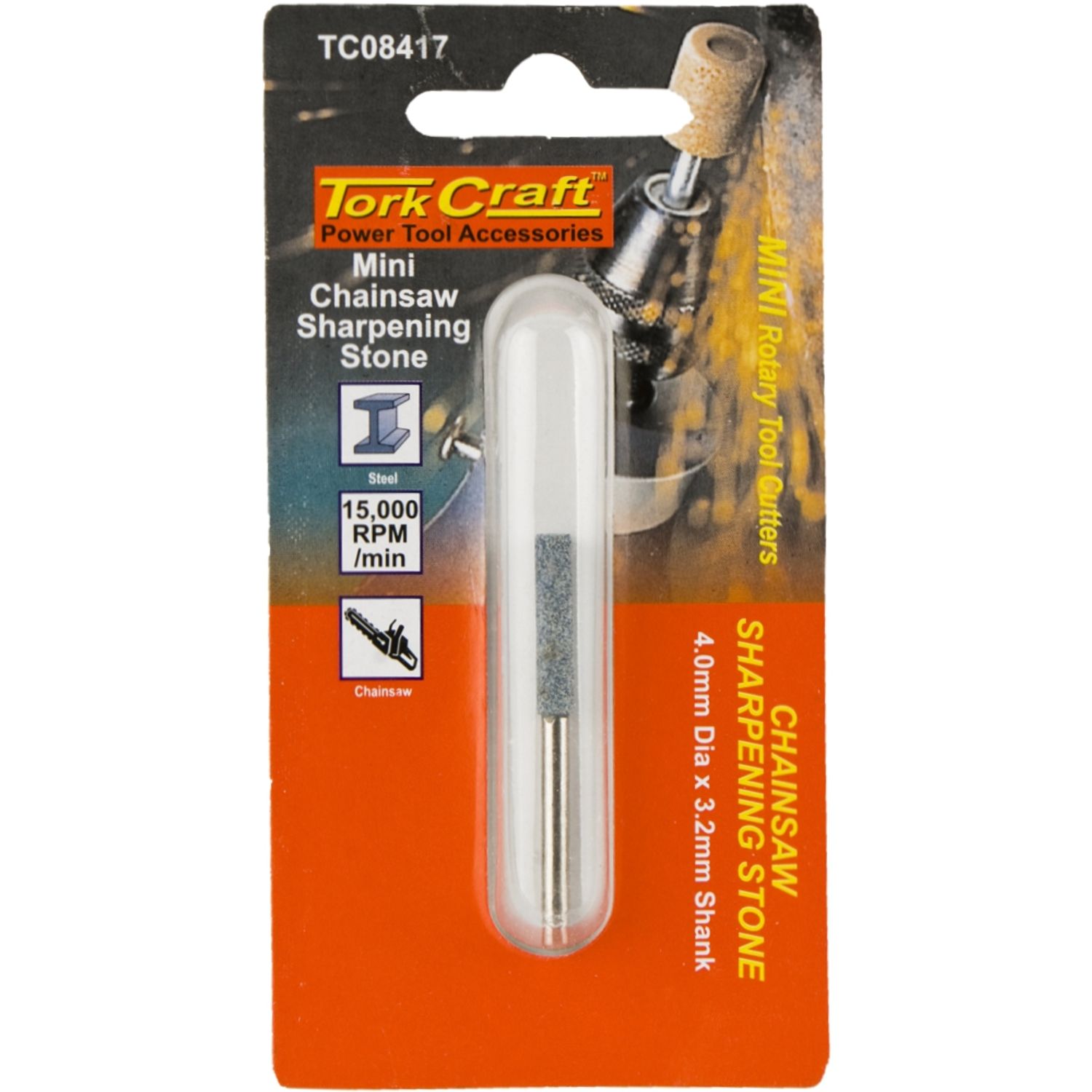 TORK CRAFT Mini Chain Saw Sharpening Stone 4.0mm x 3.2mm Shank