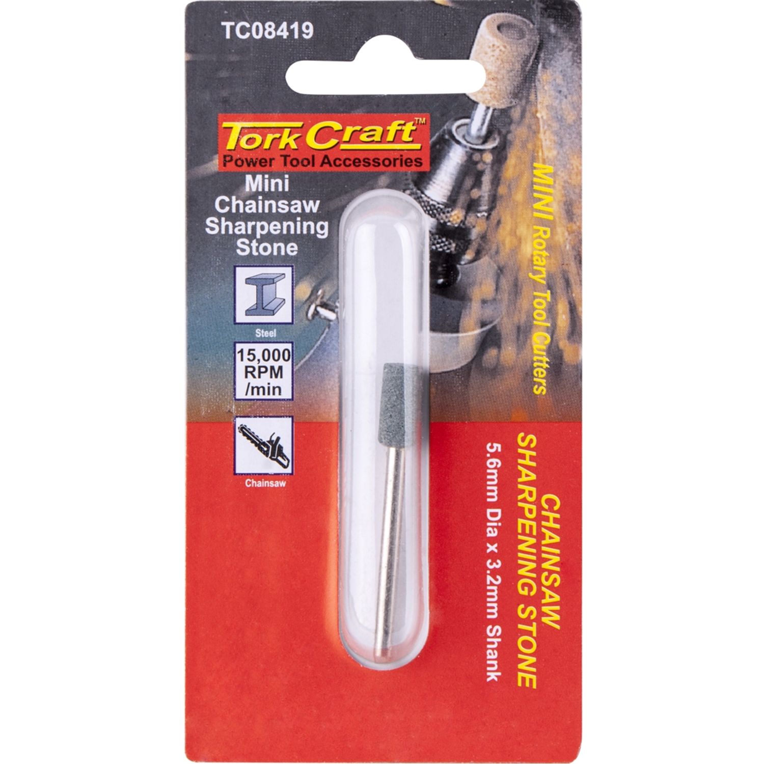TORK CRAFT Mini Chain Saw Sharpening Stone 5.6mm x 3.2mm Shank