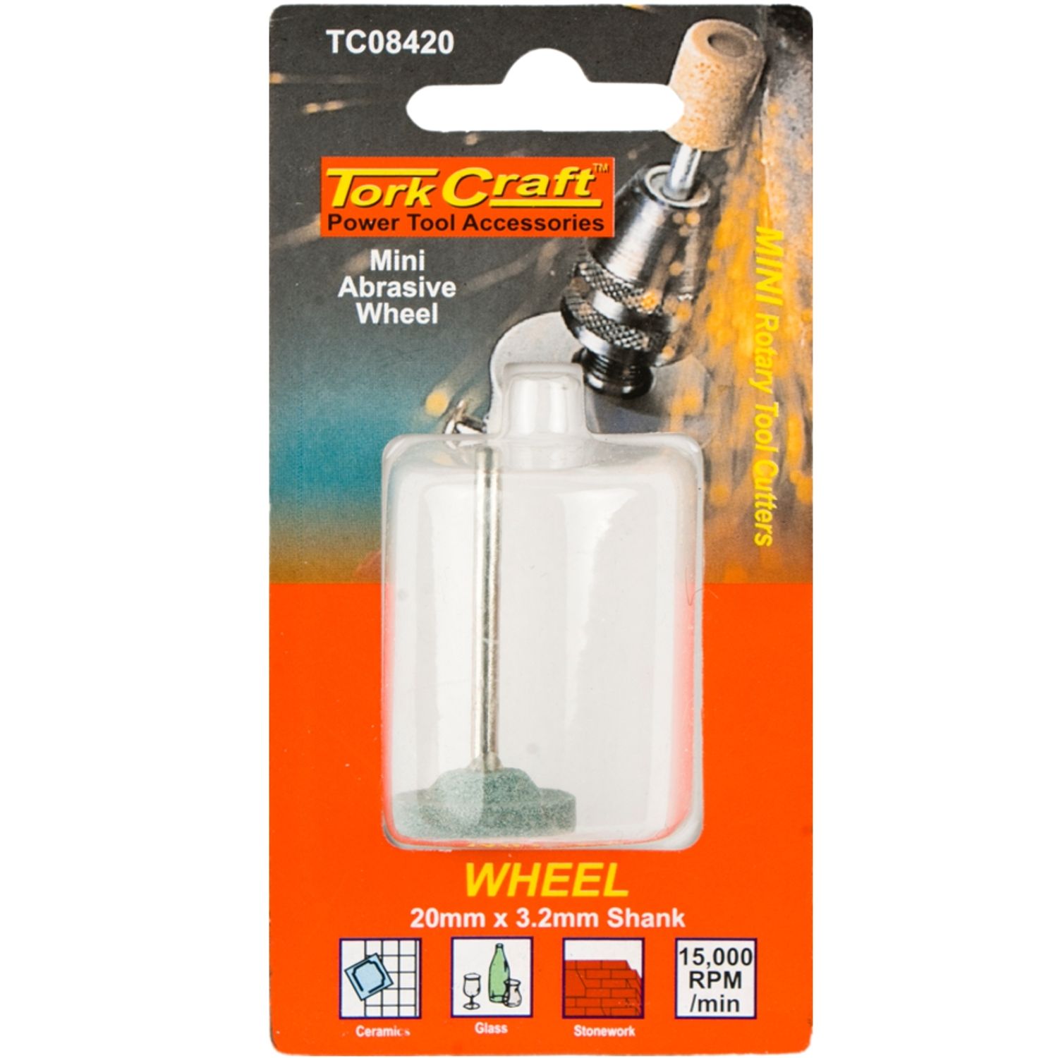 TORK CRAFT Mini Abrasive Wheel 25.4mm x 3.2mm Shank