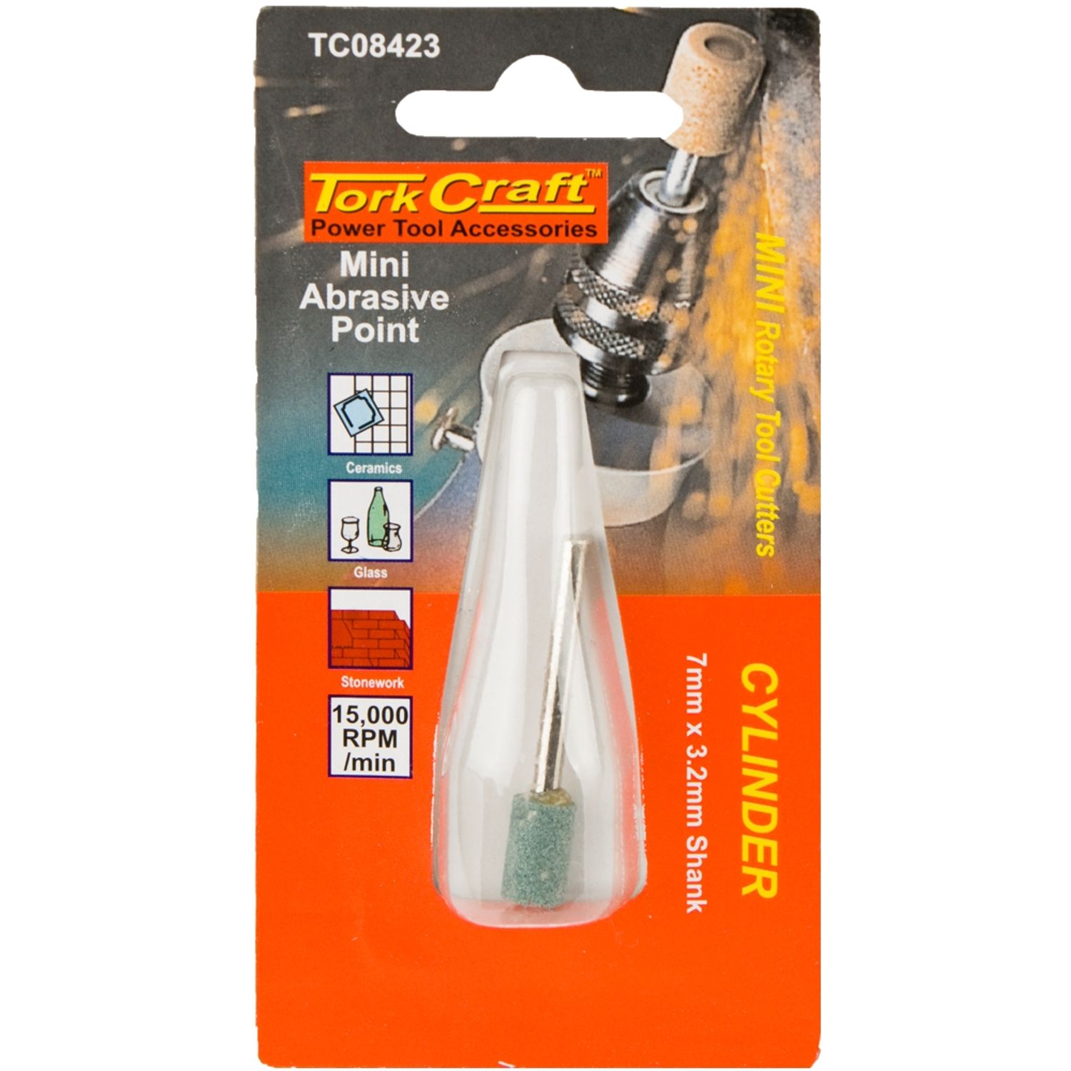 TORK CRAFT Mini Abrasive Point 12.7mm Cylinder 3.2mm Shank