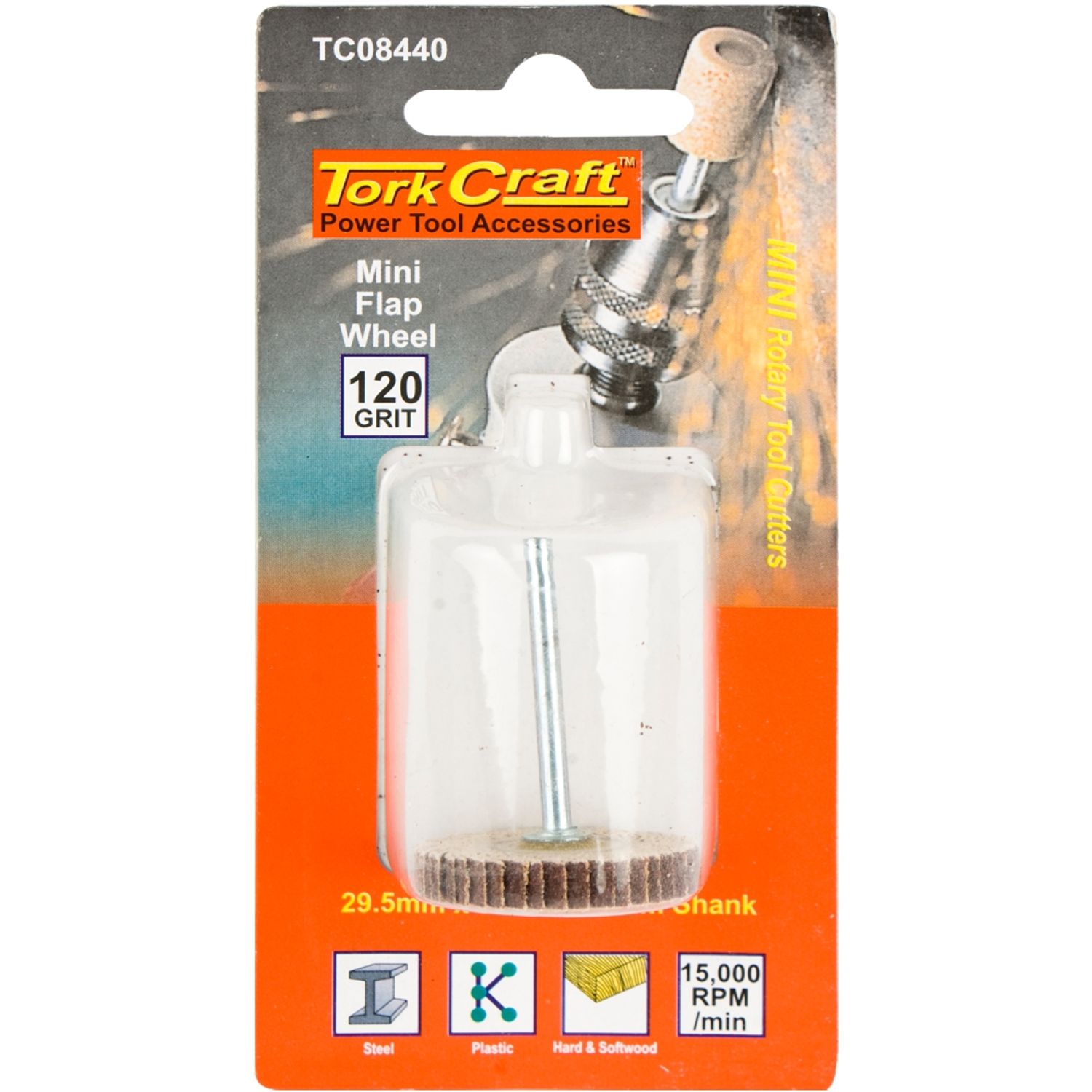 TORK CRAFT Mini Flap Wheel 29.5 x 5mm 120 Grit 3.2mm Shank