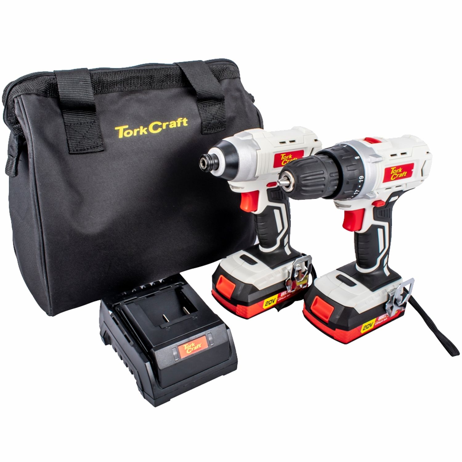 TORK CRAFT Drill + Impact Driver Twin Pack 20v 2 X 2.0ah Battery Kit