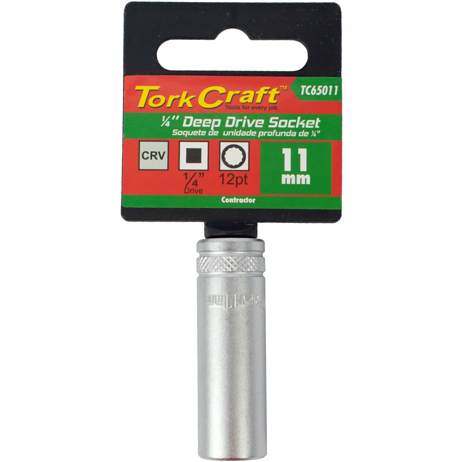 Socket 11mm 1/4' Dr Deep Socket Crv 12 Point