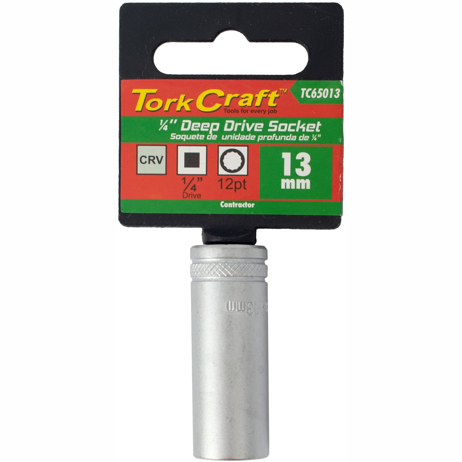 Socket 13mm 1/4' Dr Deep Socket Crv 12 Point