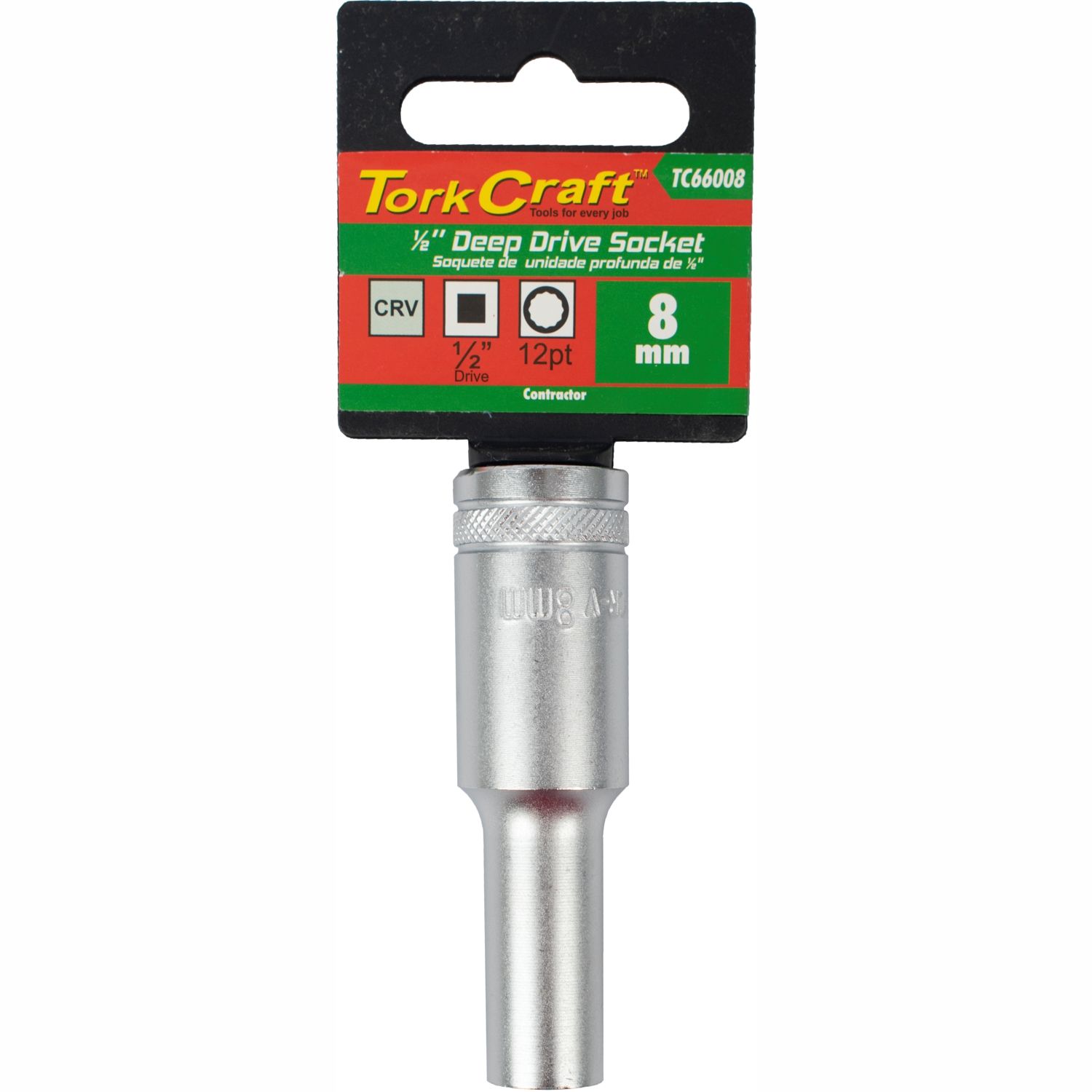 Socket 8mm 1/2' Dr Deep Socket Crv 12 Point