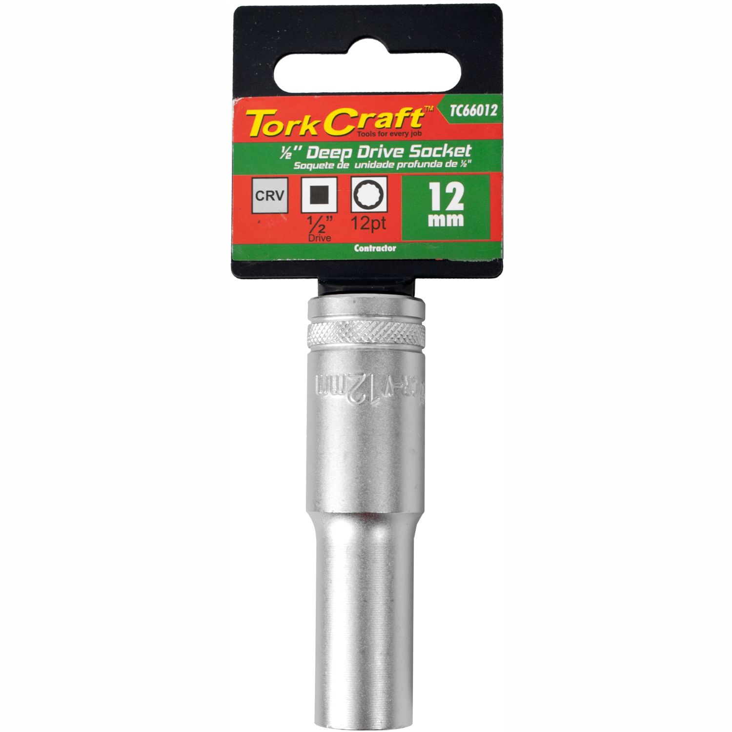 Socket 12mm 1/2' Dr Deep Socket Crv 12 Point