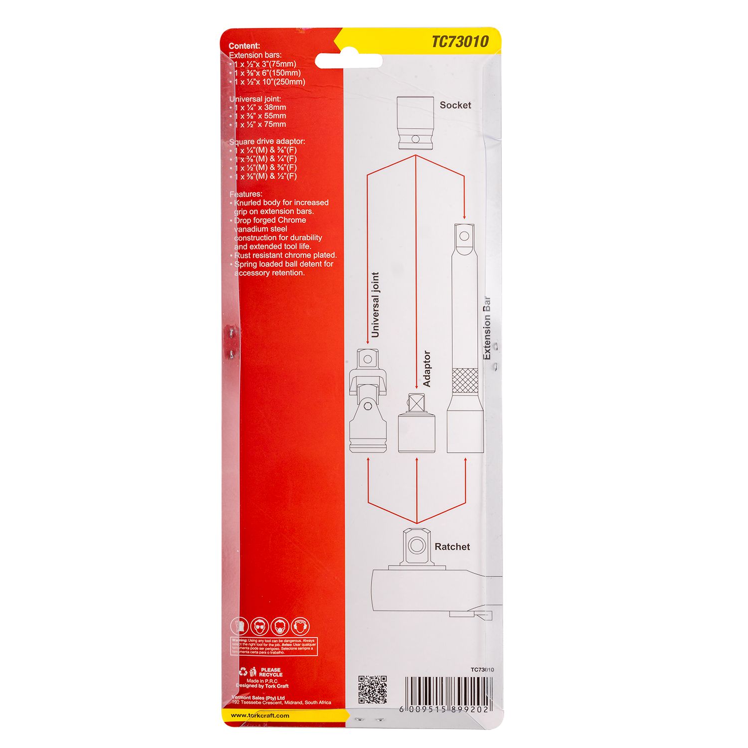 Socket Adaptor & Extention Set 1/2', 1/4', 3/8' 10pc