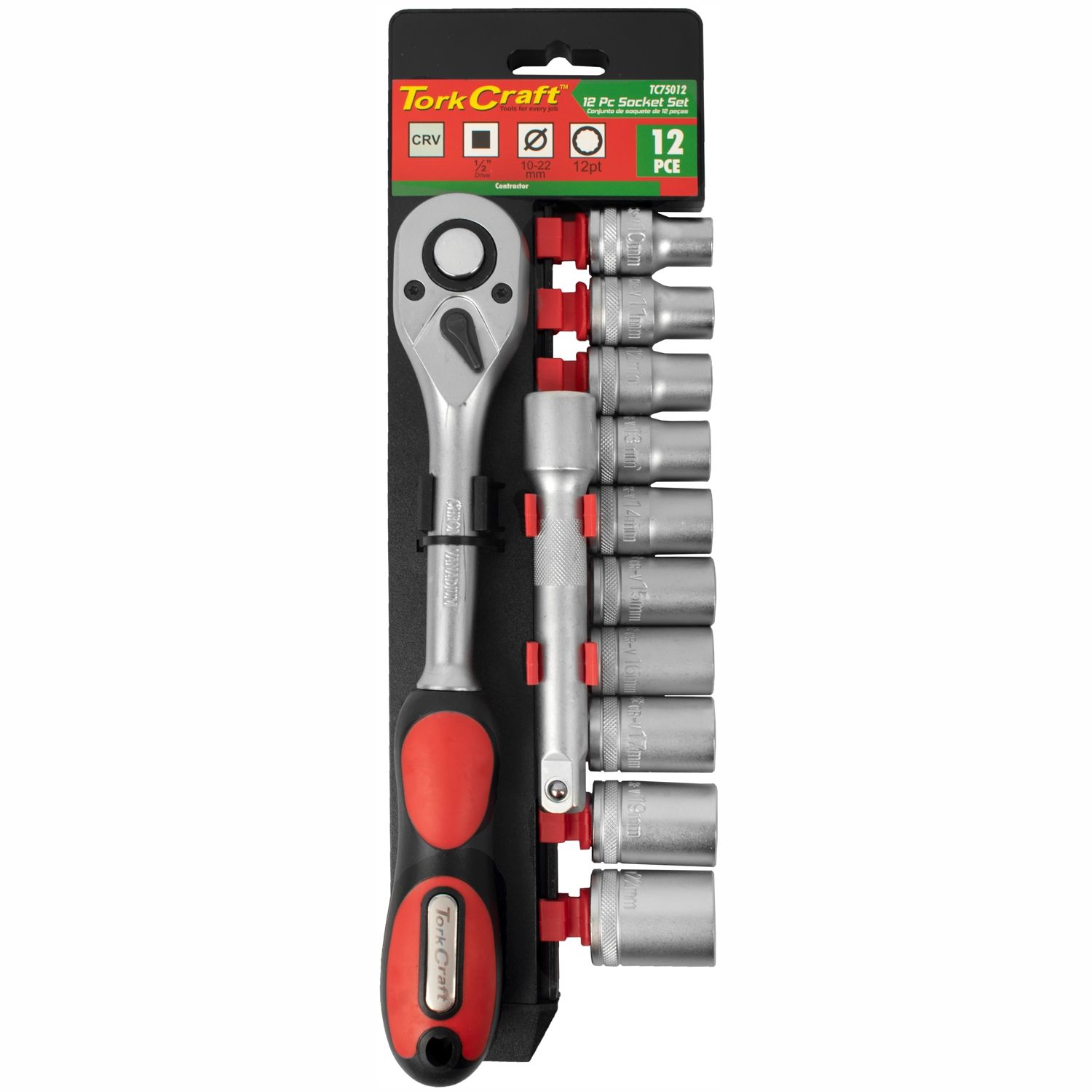 Socket & Ratchet Set 12pc 10-22mm 1/2' Drive 12 Crv 12 Point