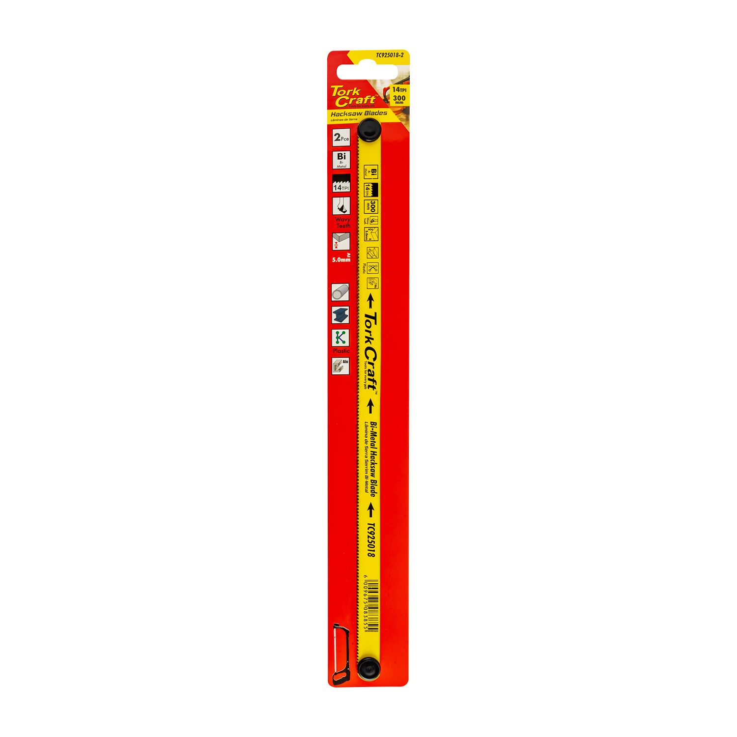 2pc Hacksaw Blade Bi-metal 14tx300 Hanging Card