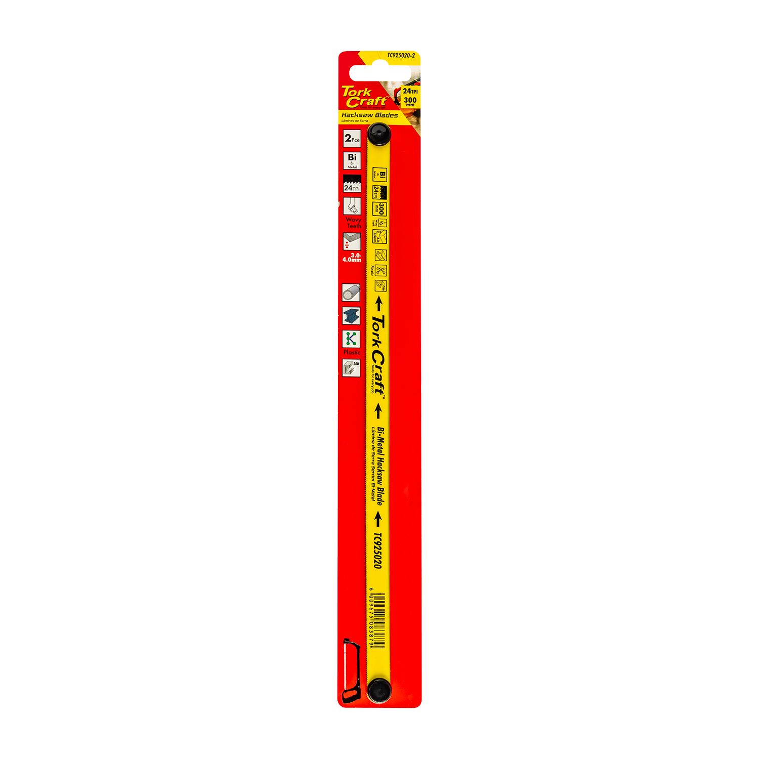 2pc Hacksaw Blade Bi-metal 24tx300 Hanging Card