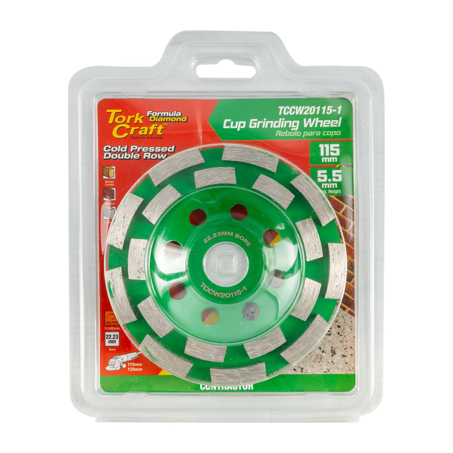 Dia. Cup Wheel 115mm X 22.23mm Dbl Row Cold Pressed Contractor