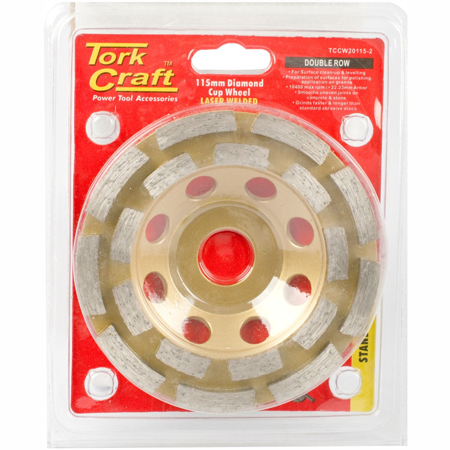 Dia. Cup Wheel 115mm X 22.23mm Dbl Row Laser Welded Industrial