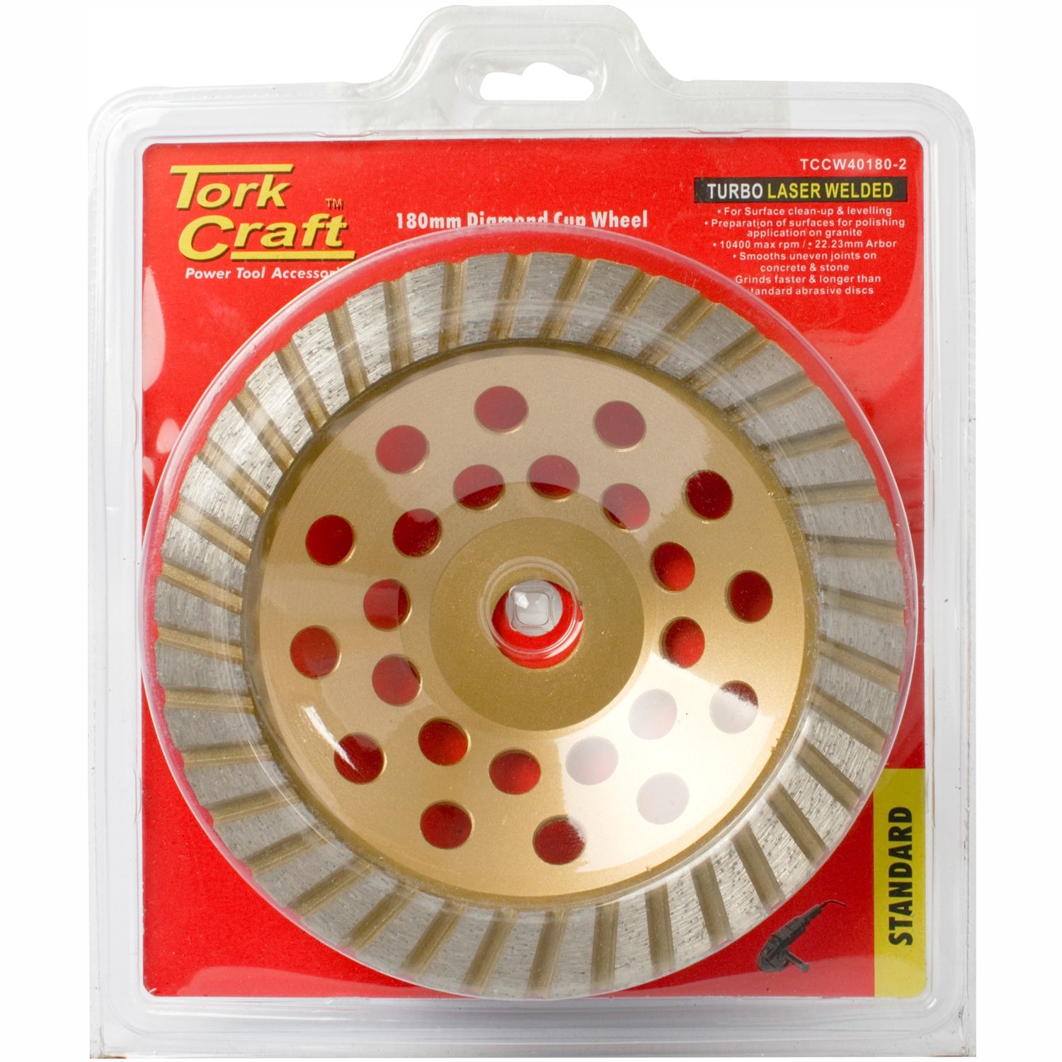 Dia. Cup Wheel 180mm X 22.23mm Turbo Laser Welded Industrial