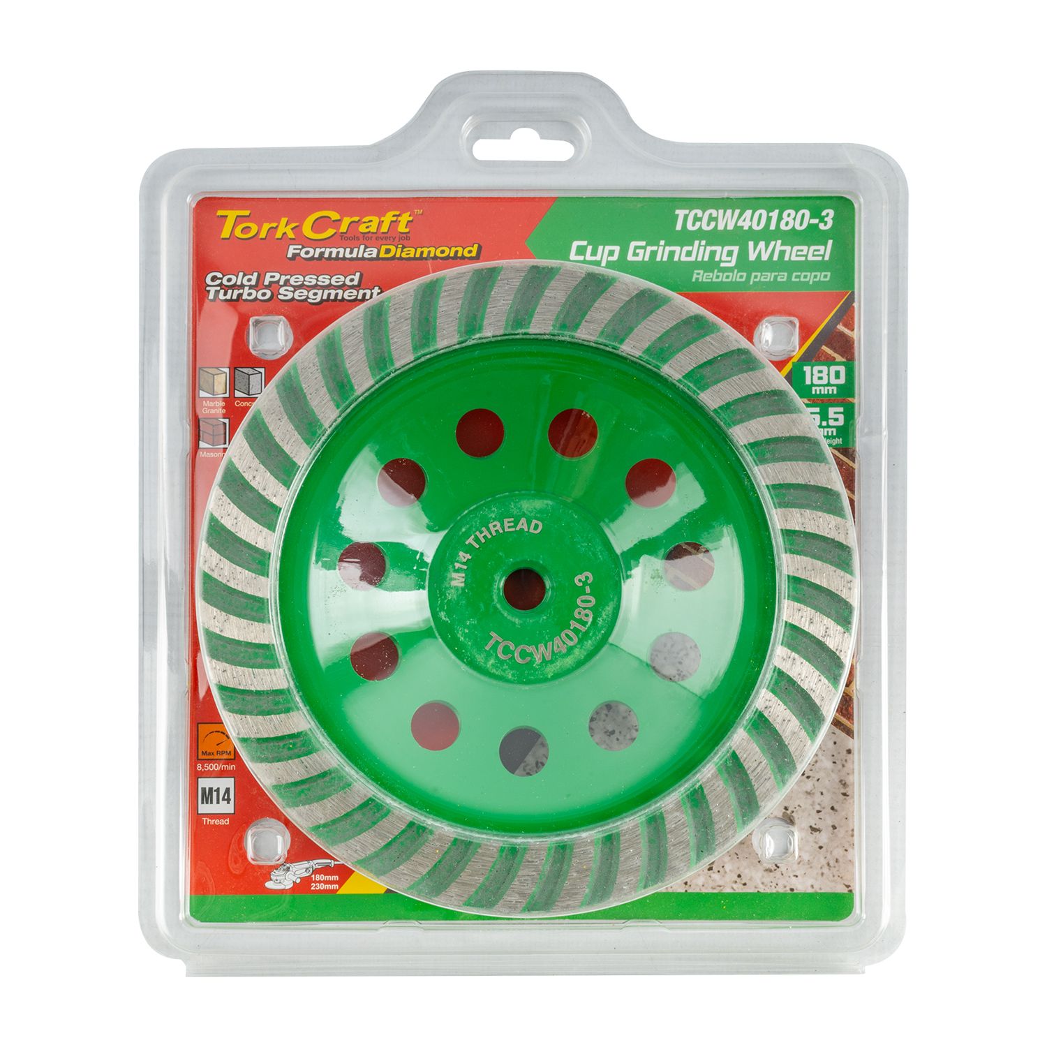 Dia. Cup Wheel 180mm X M14 Turbo Cold Pressed Contractor