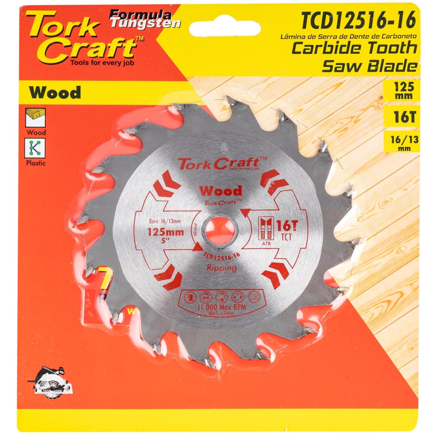 Blade Tct 125 X 16t 16/13 General Purpose Wood