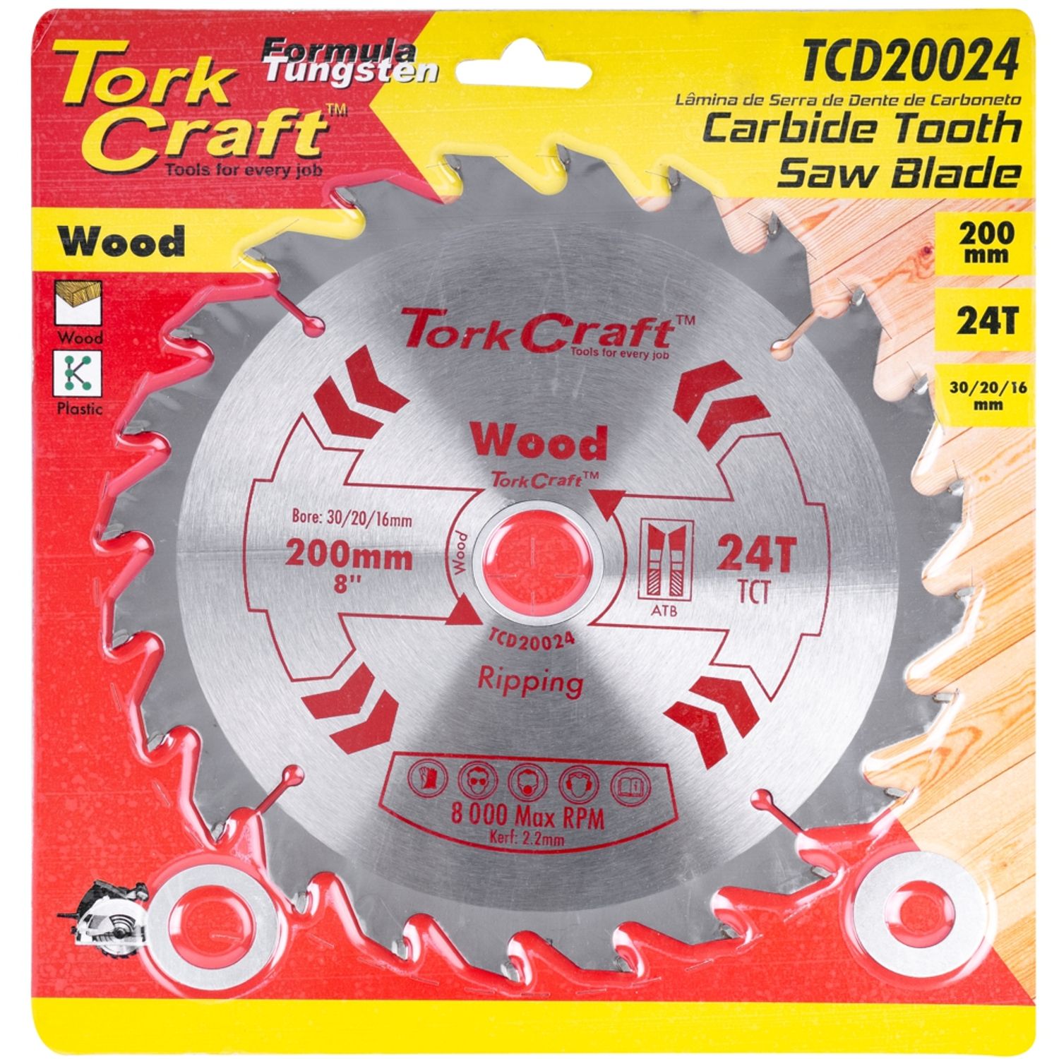 Blade Tct 200 X 24t 30/20/16 General Purpose Rip