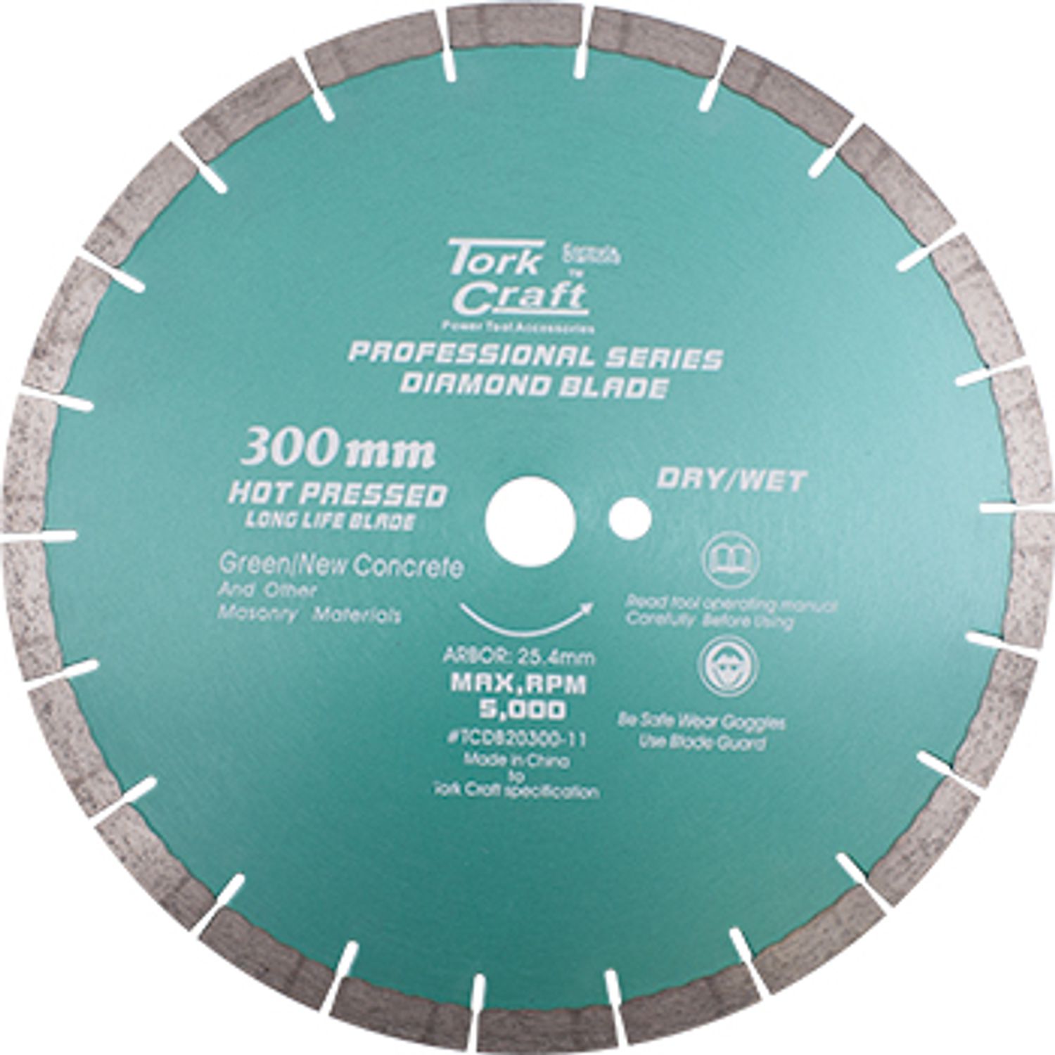 Diamond Blade 300 X 25.4mm Green / New Concrete Hot Pressed Segmented