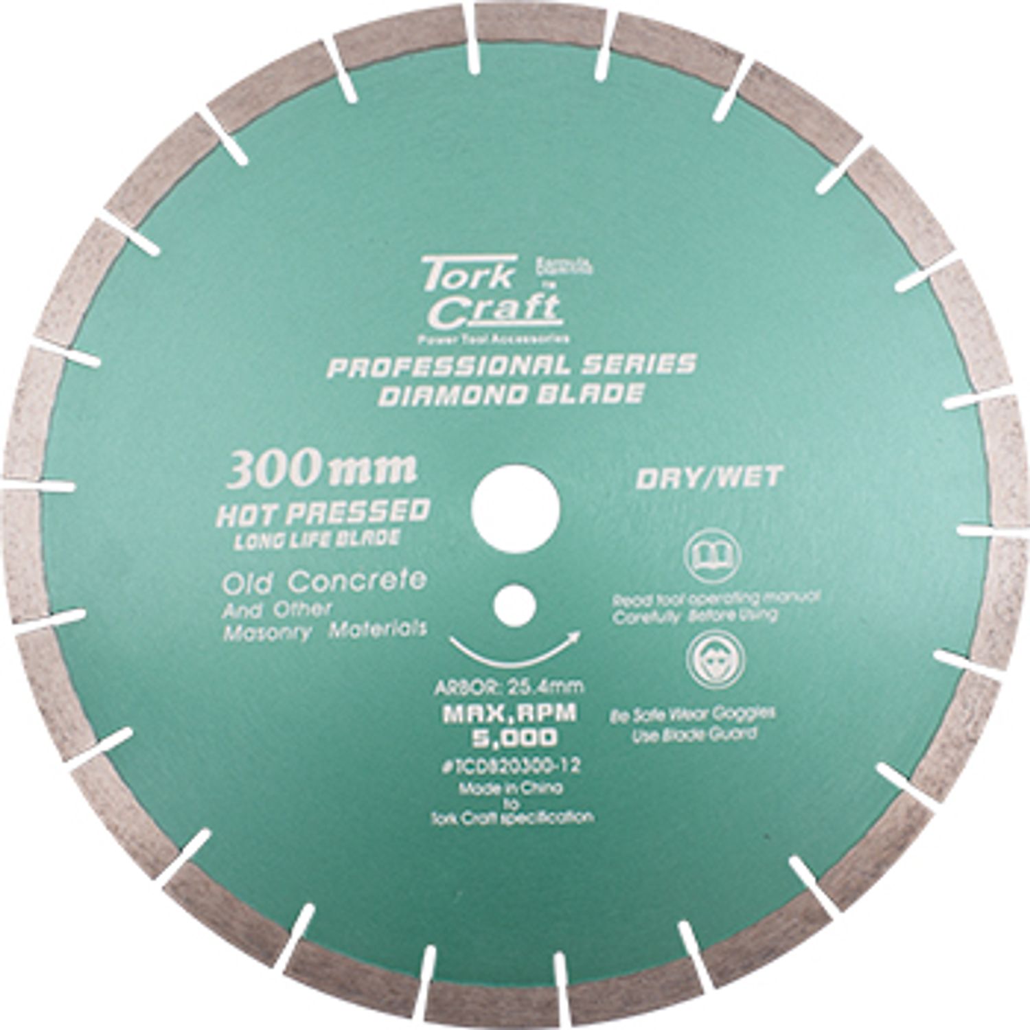 Diamond Blade 300 X 25.4mm Old Concrete Hot Pressed Segmented