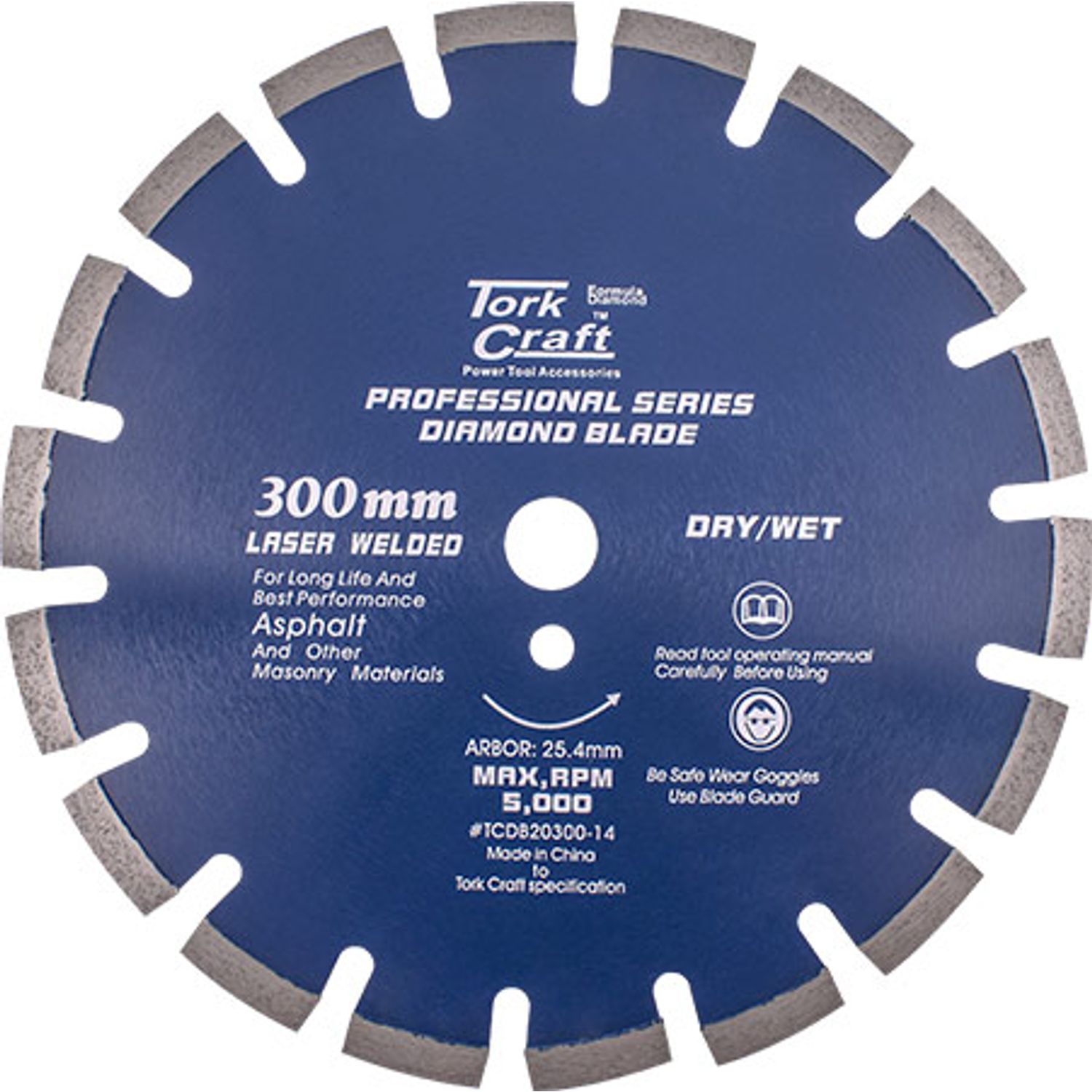 Diamond Blade 300 X 25.4mm Asphalt Laser Welded Segmented Tar