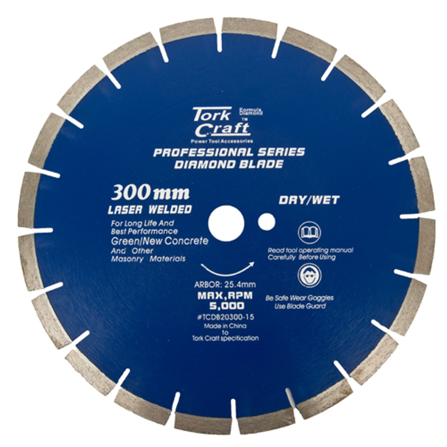Diamond Blade 300 X 25.4mm Green / New Concrete Laser Welded Segmented